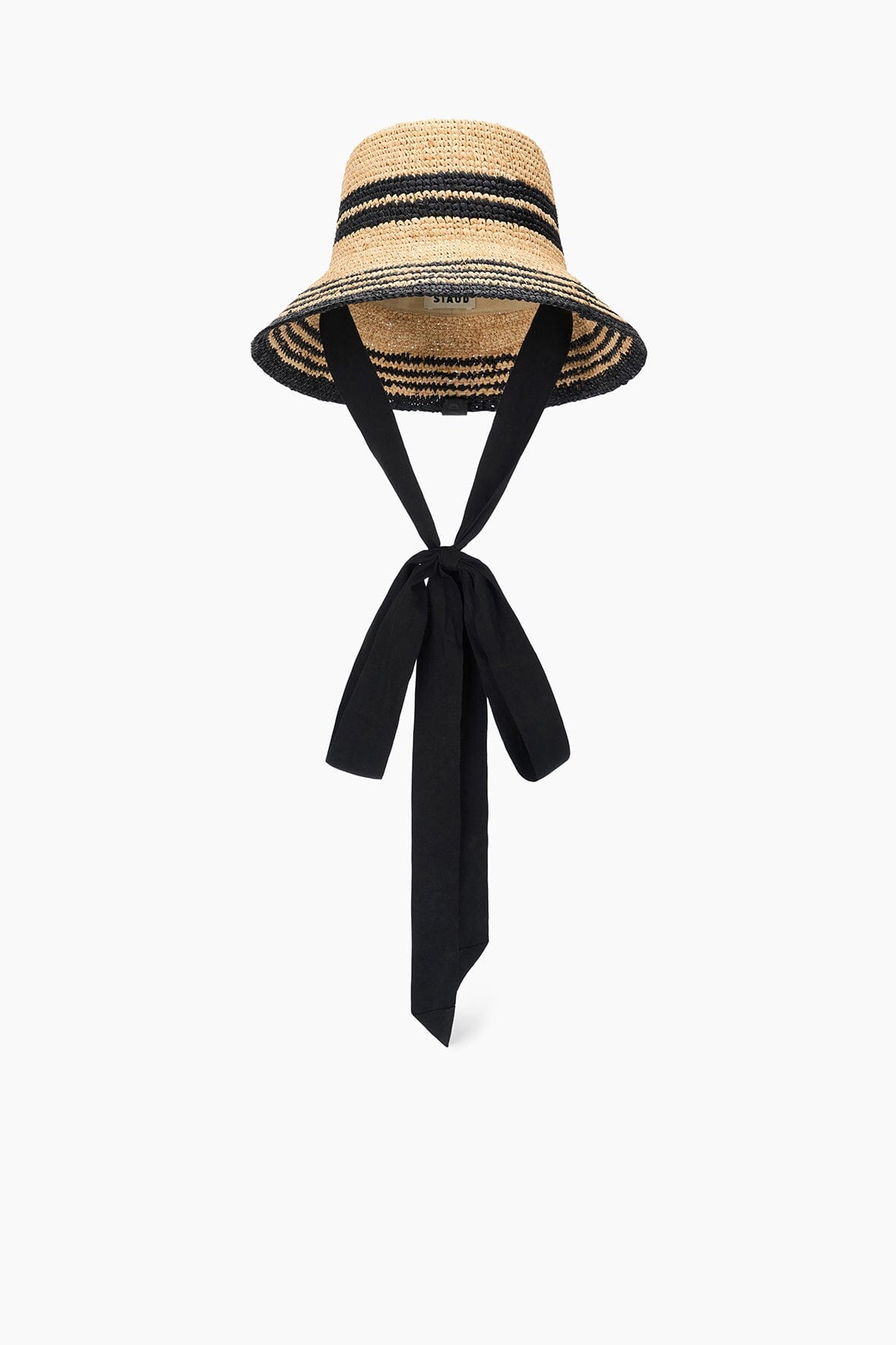 Rita Ribbon Raffia Sun Hat with Wide Brim & Chin Ribbon