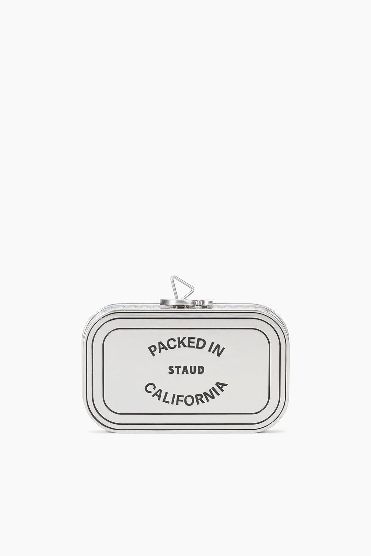 Staudines Sardine Tin Clutch with Removable Chain Strap – Silver Multi