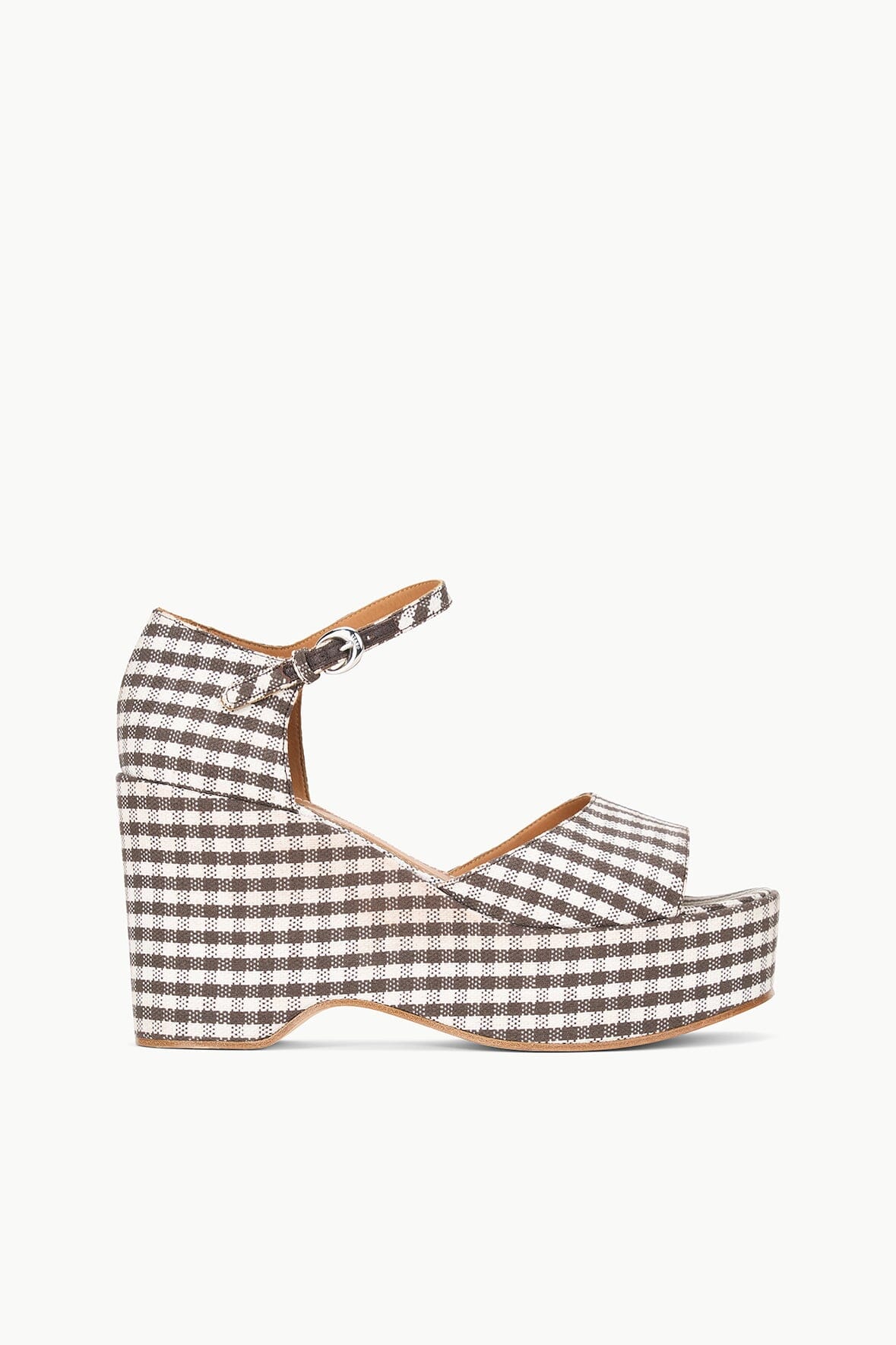 Stella 90s Inspired Platform Sandals with Ankle Strap - Dark Chocolate Micro Check