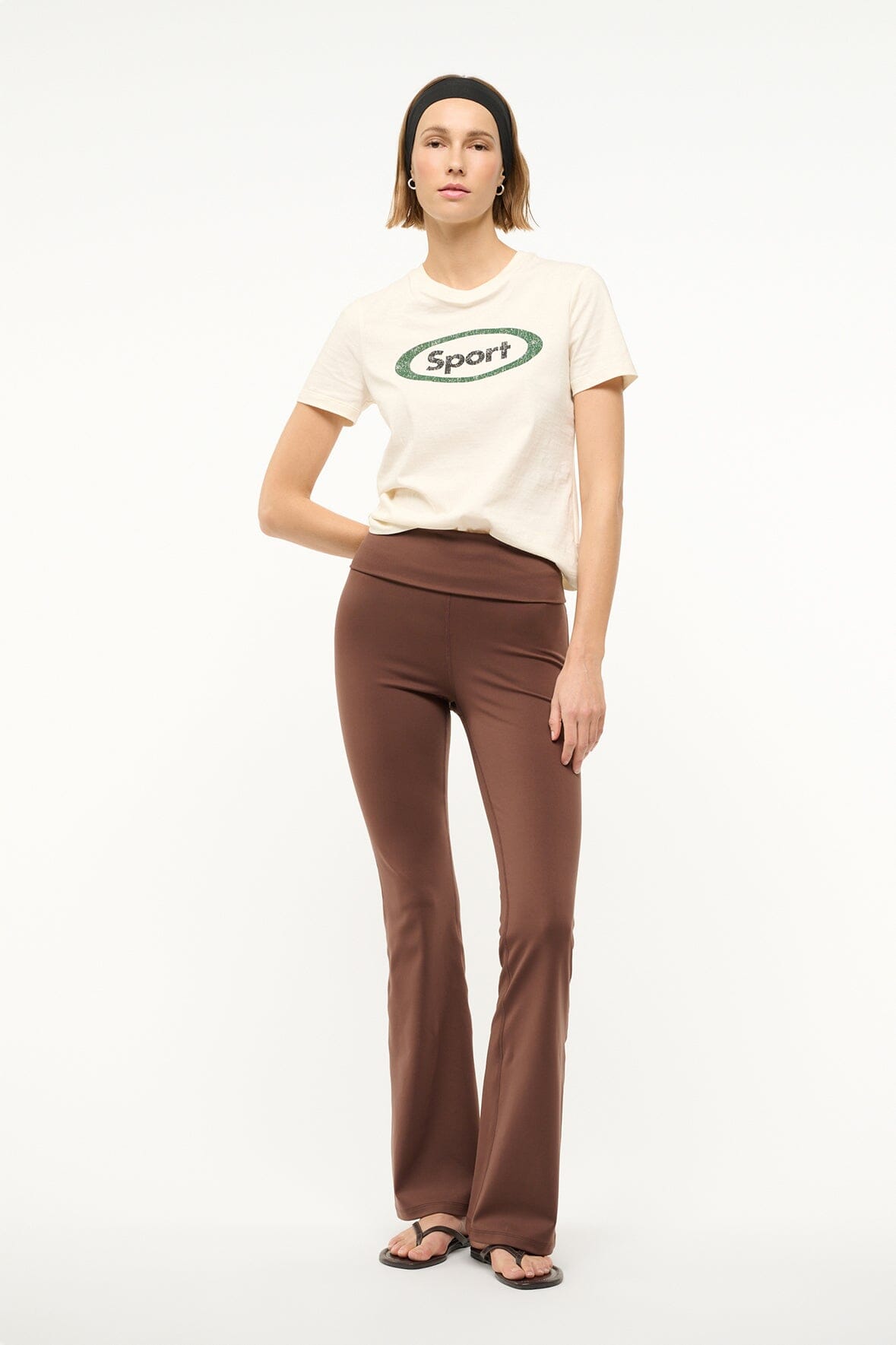 Stride Pant Flared Yoga Leggings in Dark Oak | Stretchy Shapewear