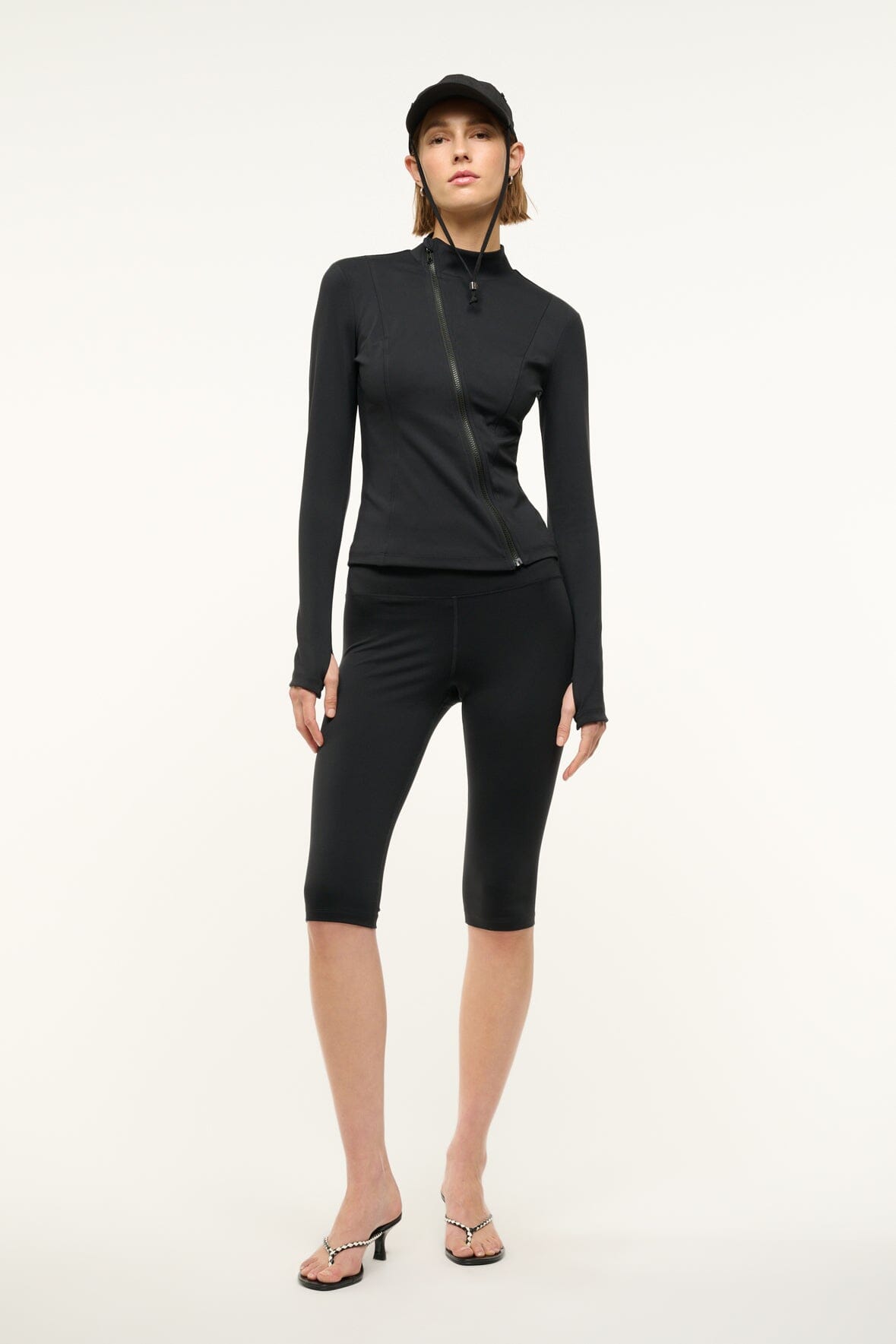 Summit Black Scuba Jacket with Thumb Holes & Asymmetrical Zip