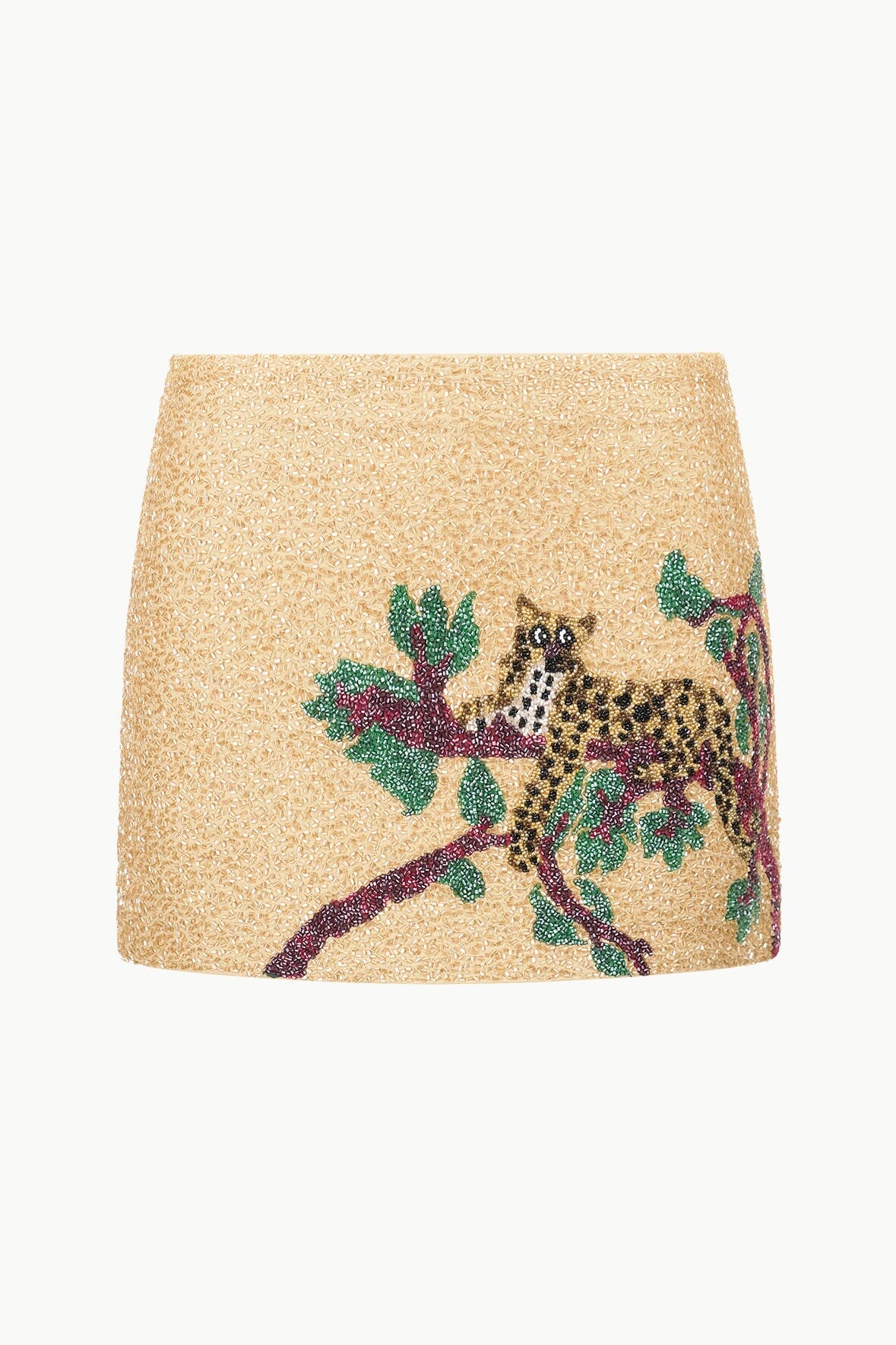 Hand-Beaded Jungle Leopard Mini Skirt | Supernova