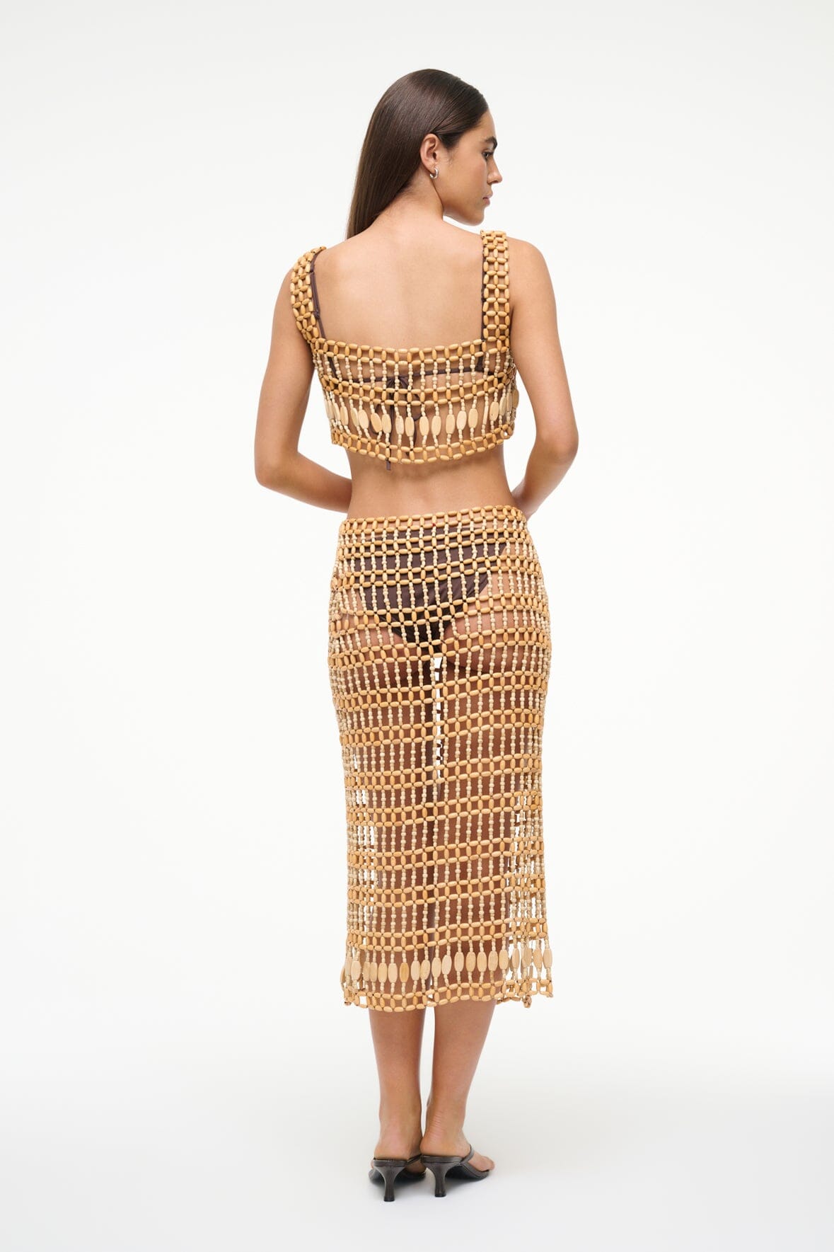 Cropped Thatch Tank Top with Wood Beads – Square Neck Coverup
