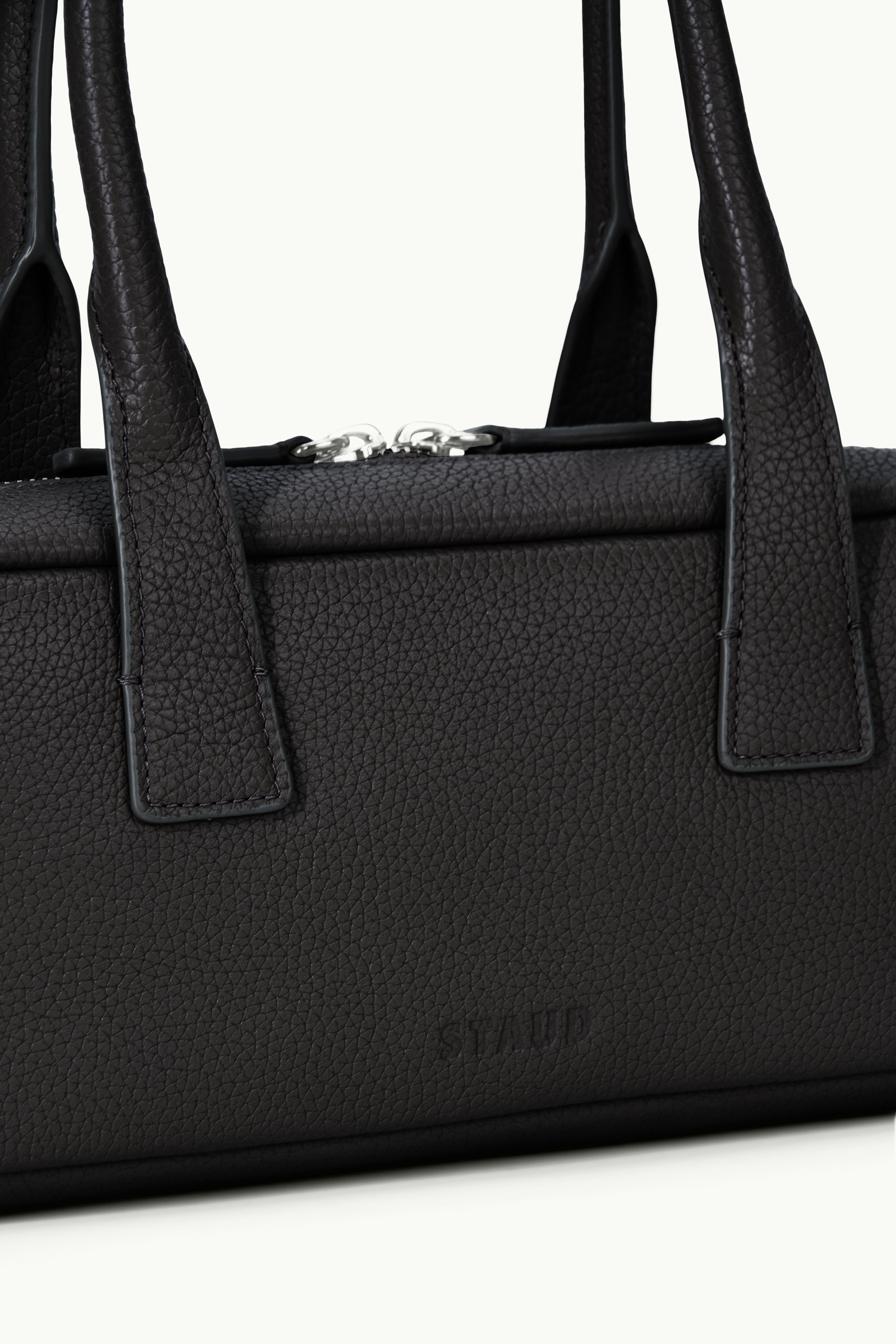 Men's Leather Shoulder Bag - The Dude Black Pebbled Zip Bag