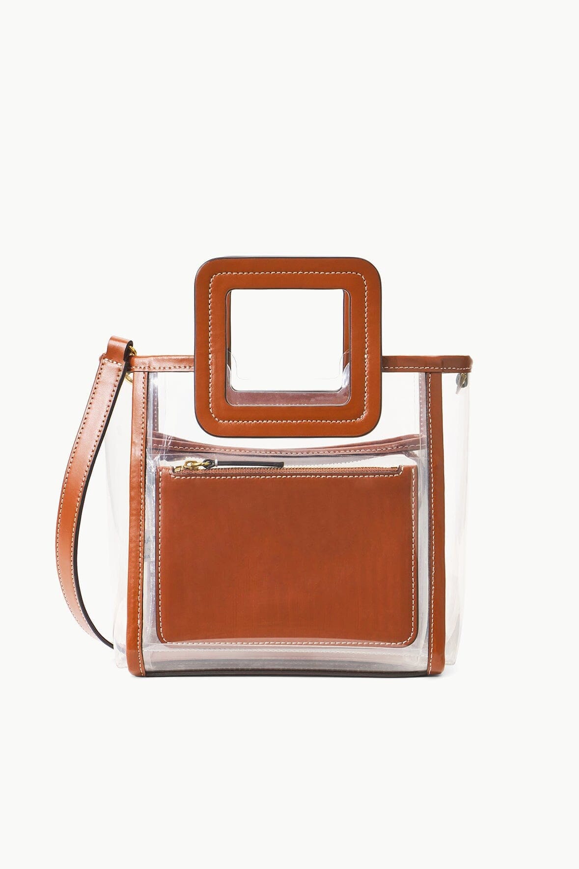 Clear PVC Mini Shirley Bag with Tan Leather Trim & NFL Logo Coin Purse