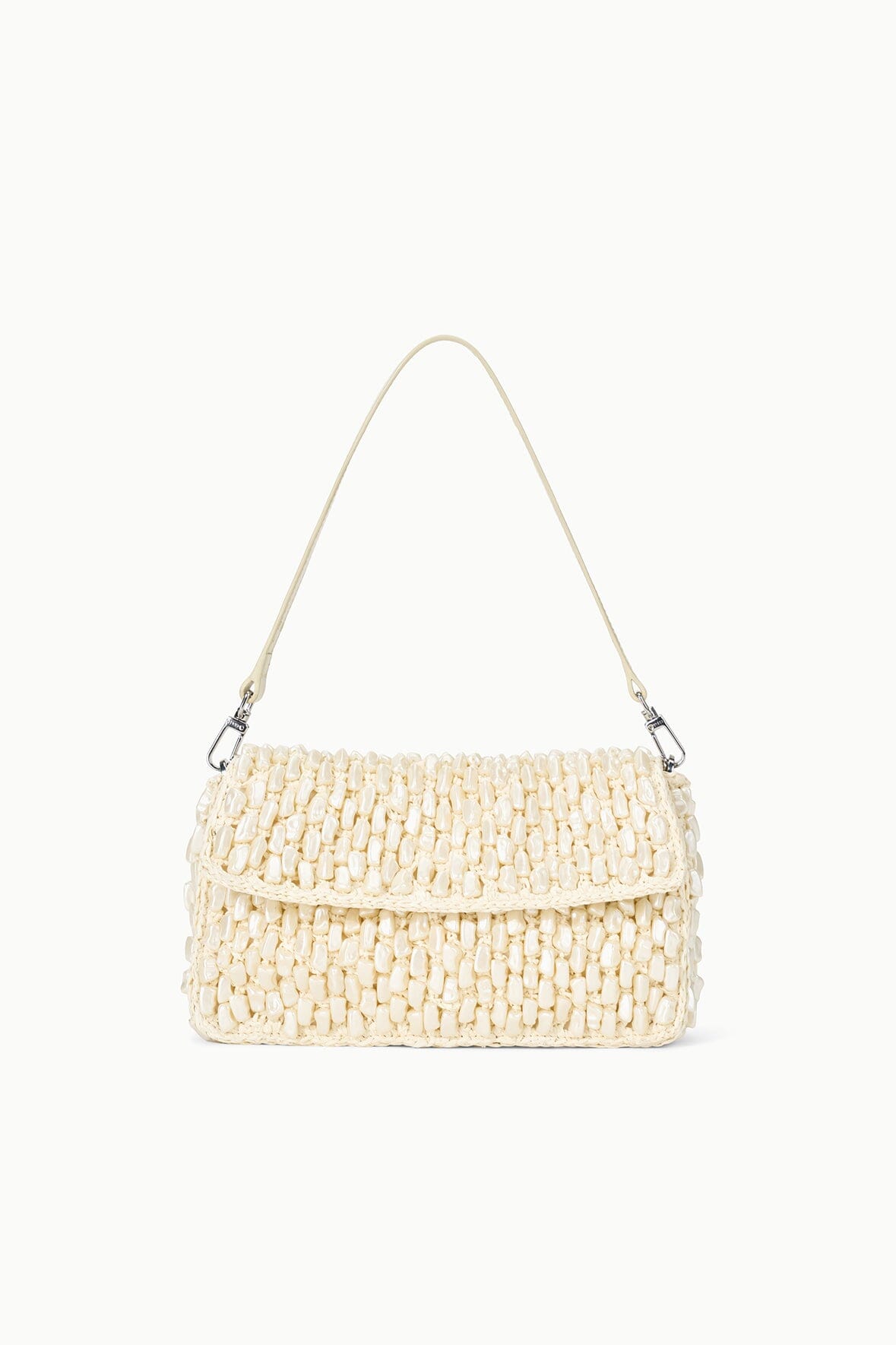 Timmy Beaded Shoulder Bag in Cream with Detachable Handle