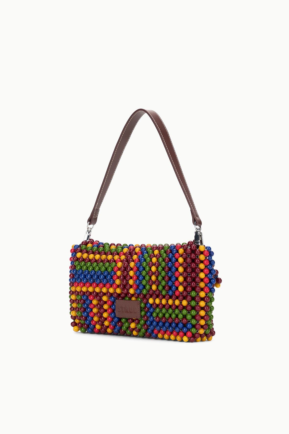 Timmy Beaded Shoulder Bag with Detachable Strap & Zip Pocket - Jungle Stripe