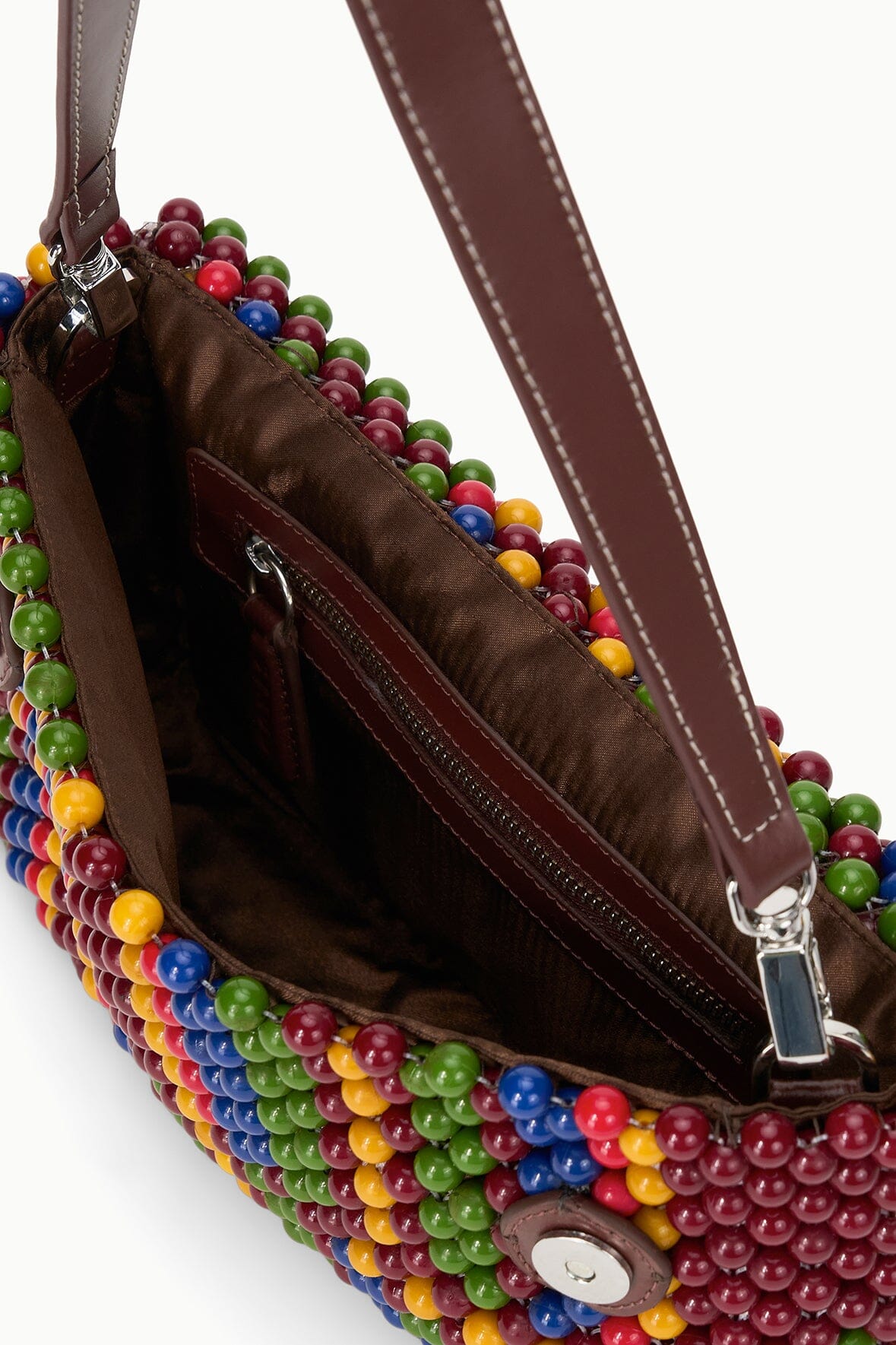 Timmy Beaded Shoulder Bag with Detachable Strap & Zip Pocket - Jungle Stripe