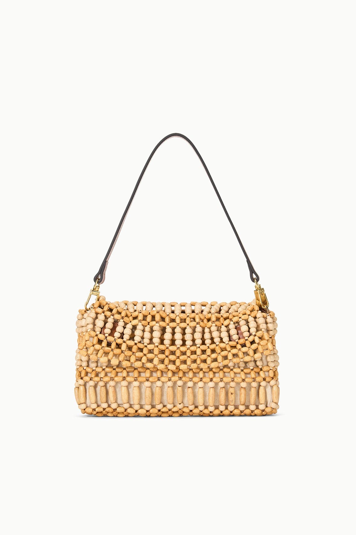 Timmy Natural Wood Bead Shoulder Bag with Detachable Handle