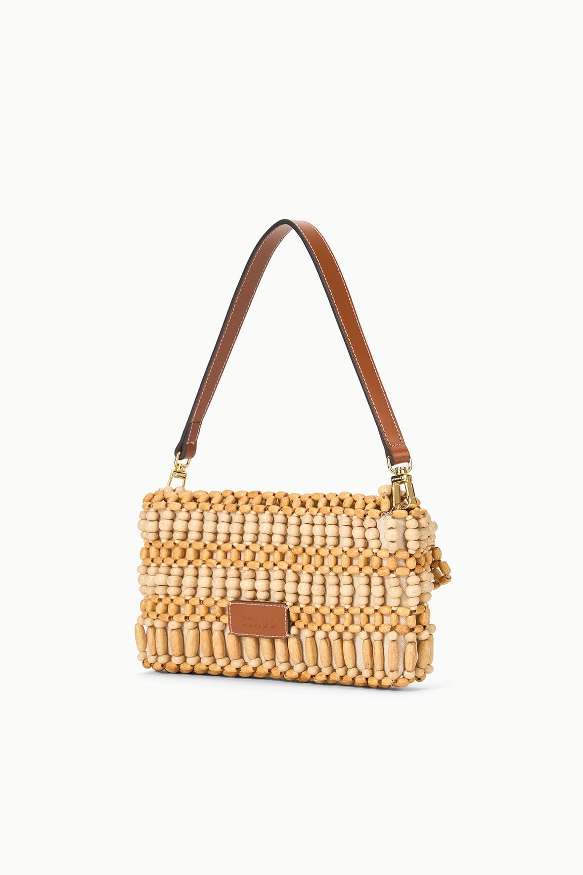 Timmy Natural Wood Bead Shoulder Bag with Detachable Handle