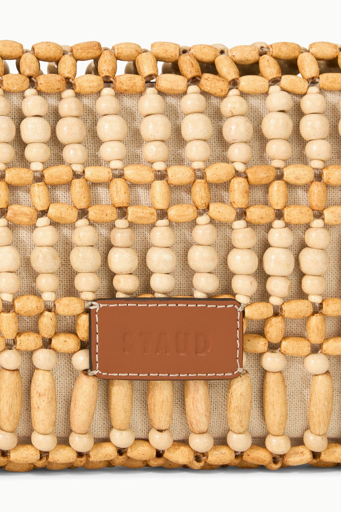 Timmy Natural Wood Bead Shoulder Bag with Detachable Handle