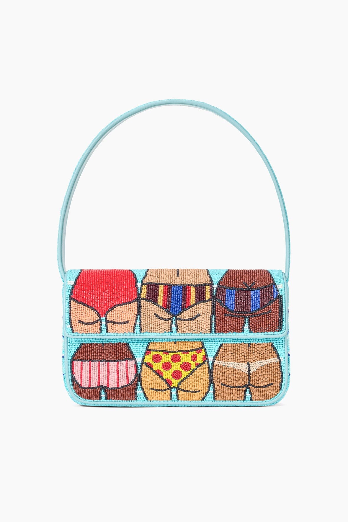 Tommy Beaded Shoulder Bag with Vegan Leather - Beach Bums Print