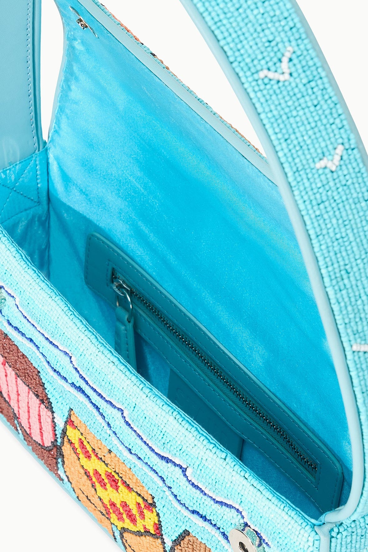 Tommy Beaded Shoulder Bag with Vegan Leather - Beach Bums Print