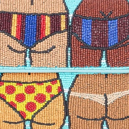 Tommy Beaded Shoulder Bag with Vegan Leather - Beach Bums Print