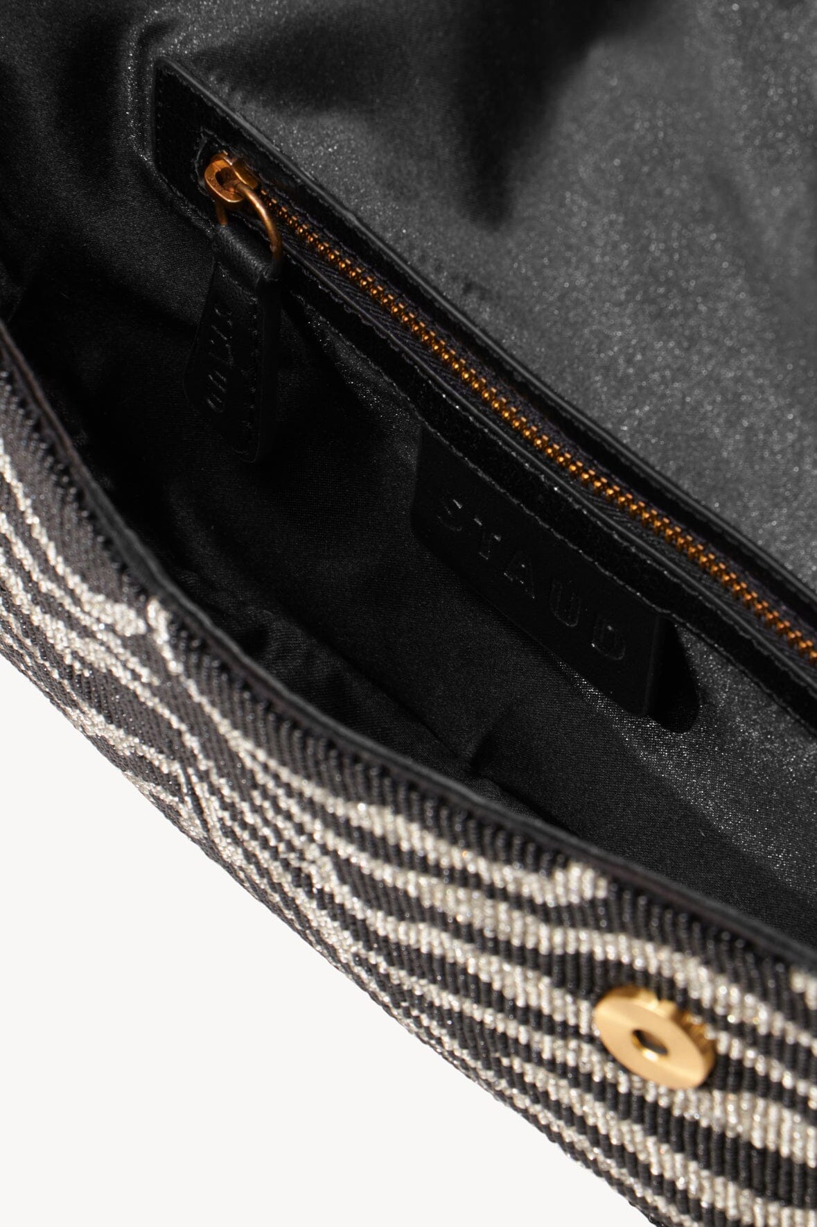 Tommy Hand-Beaded Vegan Leather Shoulder Bag Black White