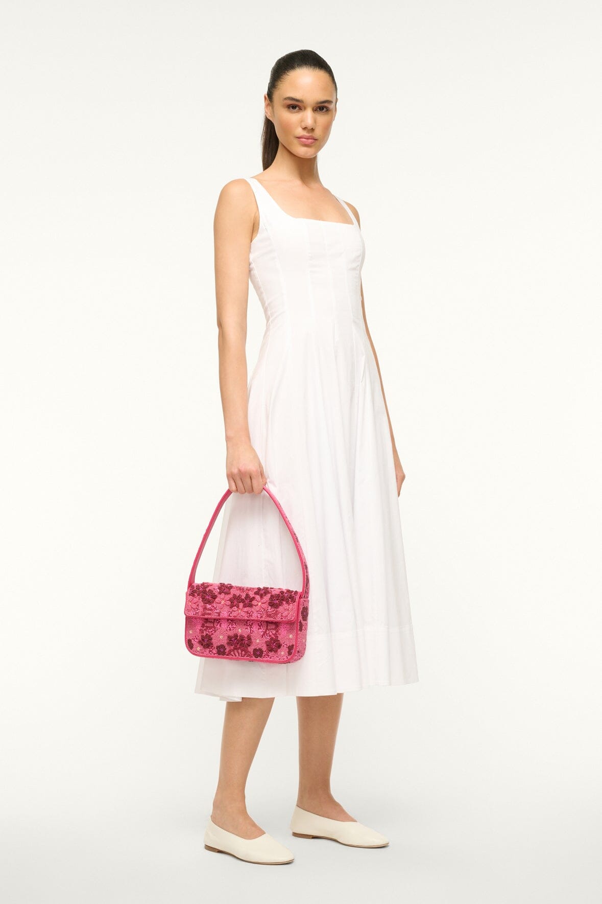 Tommy Hilfiger Beaded Shoulder Bag with 3D Floral Embellishments