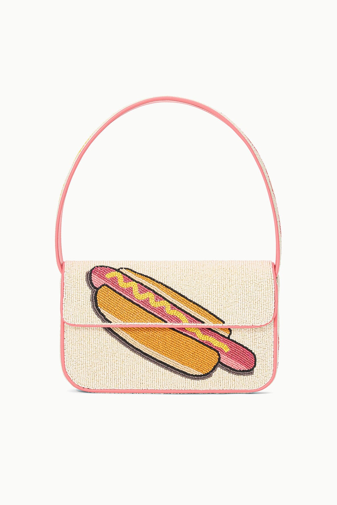 Tommy Hand-Beaded Vegan Leather Shoulder Bag with Dachshund Design