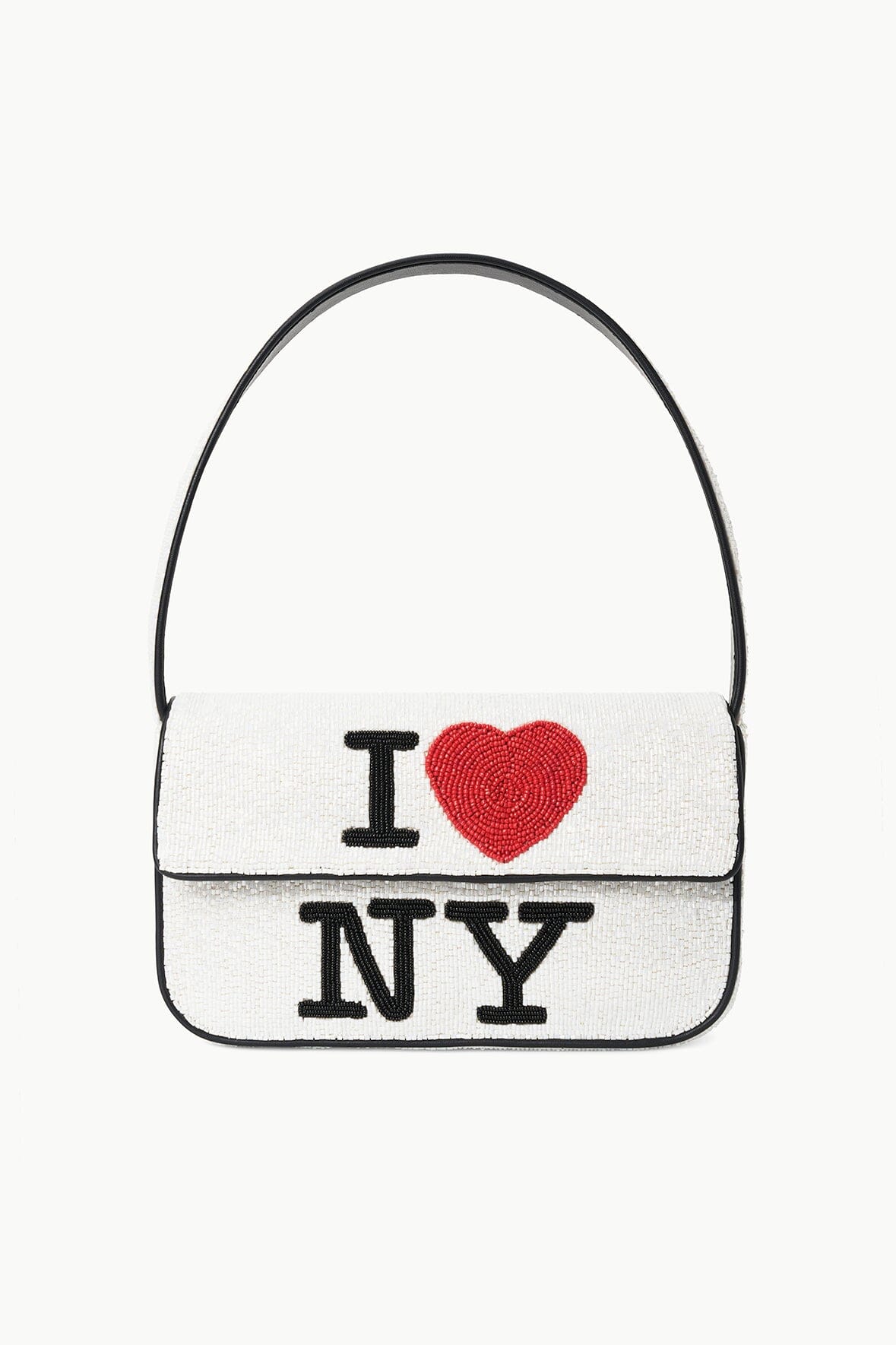 Tommy Beaded Vegan Leather Shoulder Bag I Love New York
