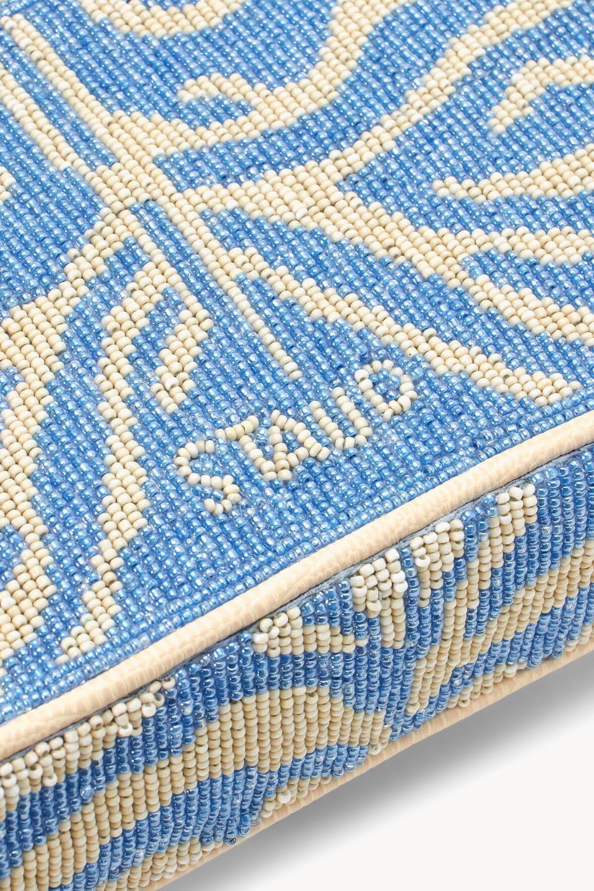 Tommy Hand-Beaded Shoulder Bag in Light Blue & Cream | Vegan Leather