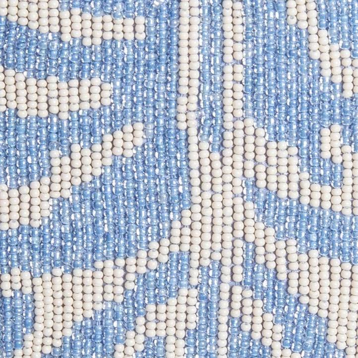 Tommy Hand-Beaded Shoulder Bag in Light Blue & Cream | Vegan Leather