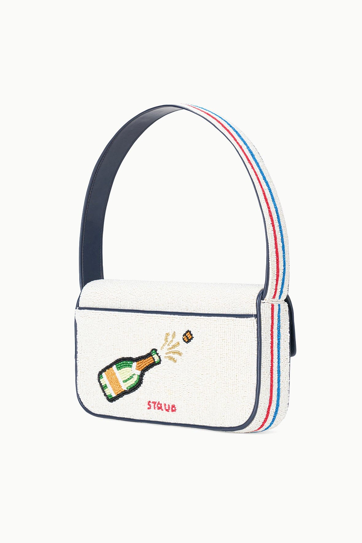 Tommy Beaded Shoulder Bag with Stautines Print & Vegan Leather
