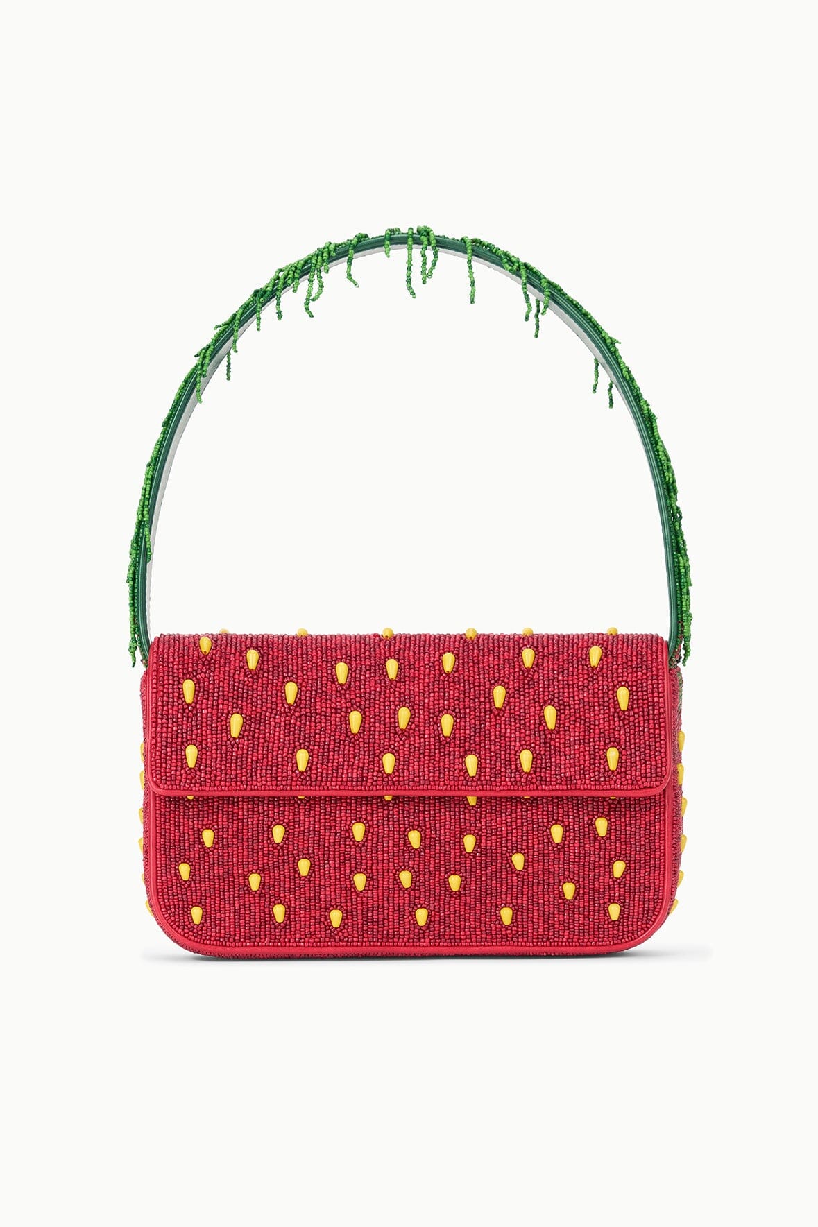 Tommy Strawberry Beaded Shoulder Bag with Vegan Leather Piping