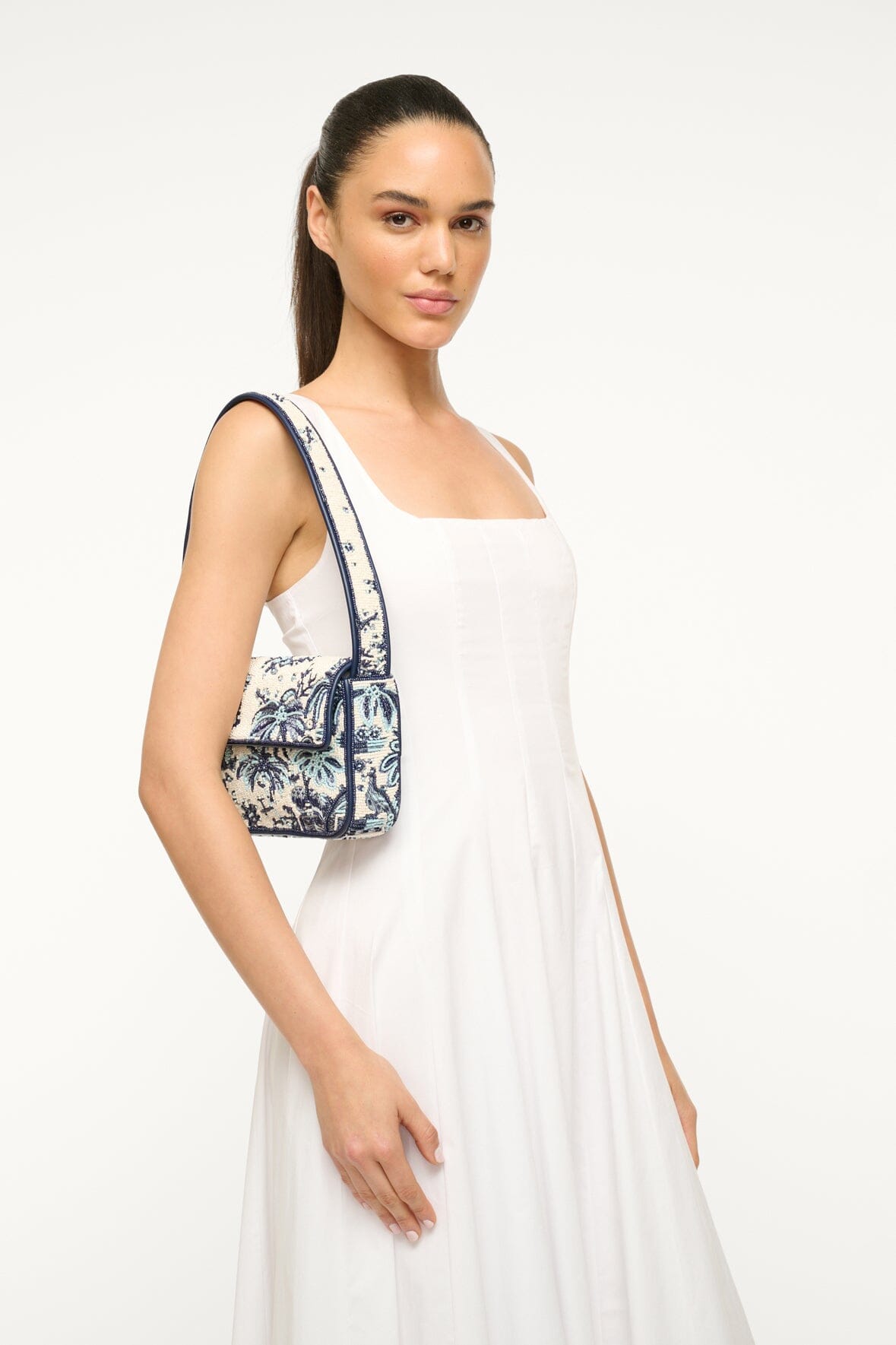 Tommy Hand-Beaded Vegan Leather Shoulder Bag with Zip Pouch