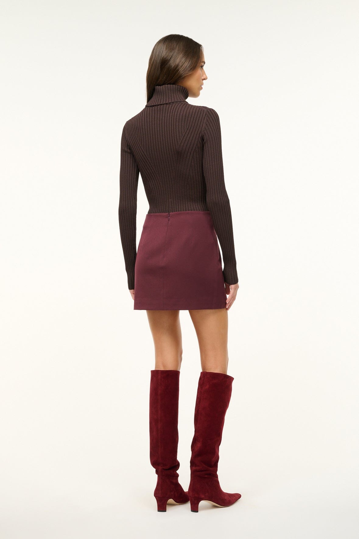 Annette Merlot Mini Skirt with Front Pockets