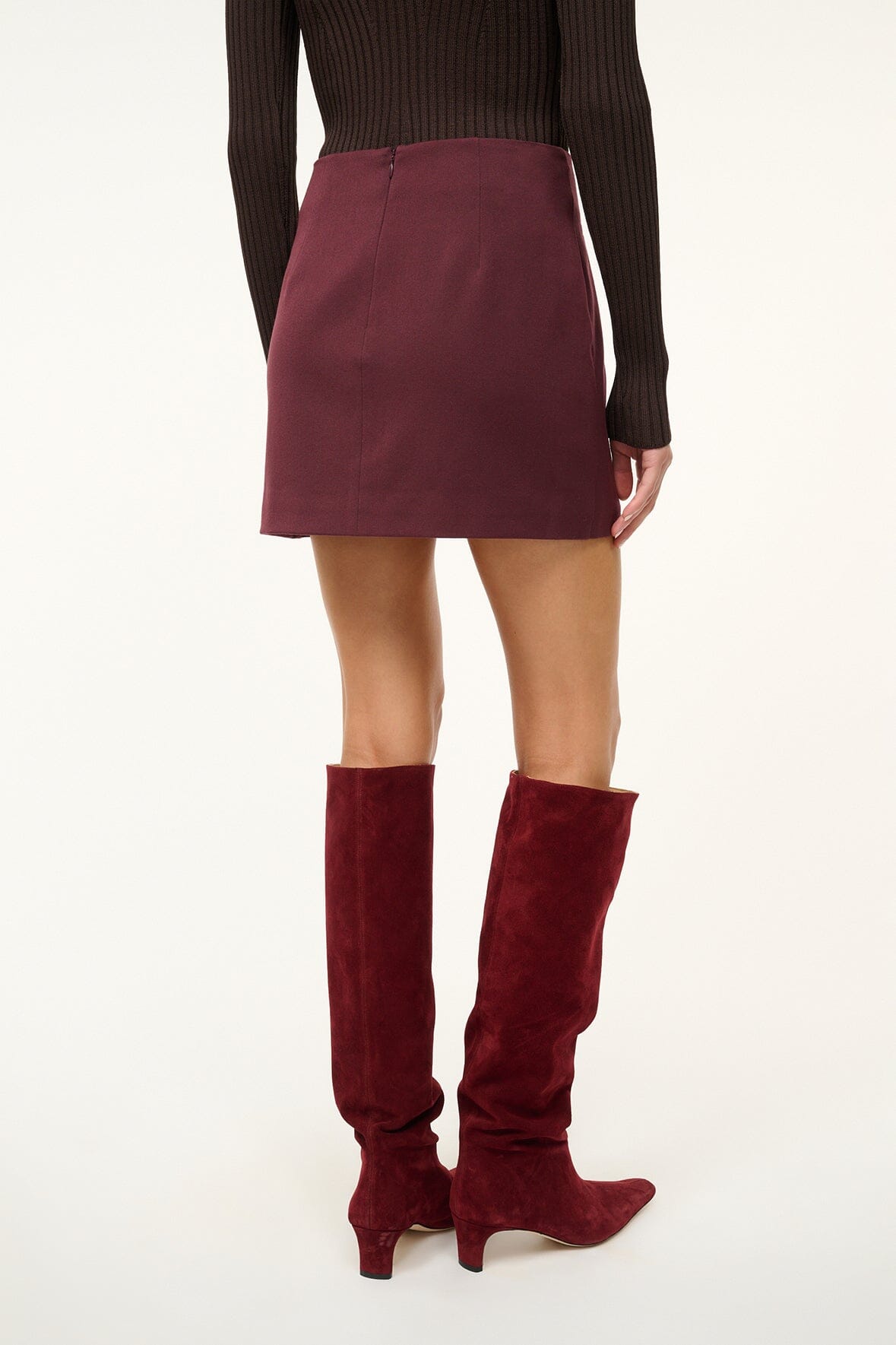 Annette Merlot Mini Skirt with Front Pockets