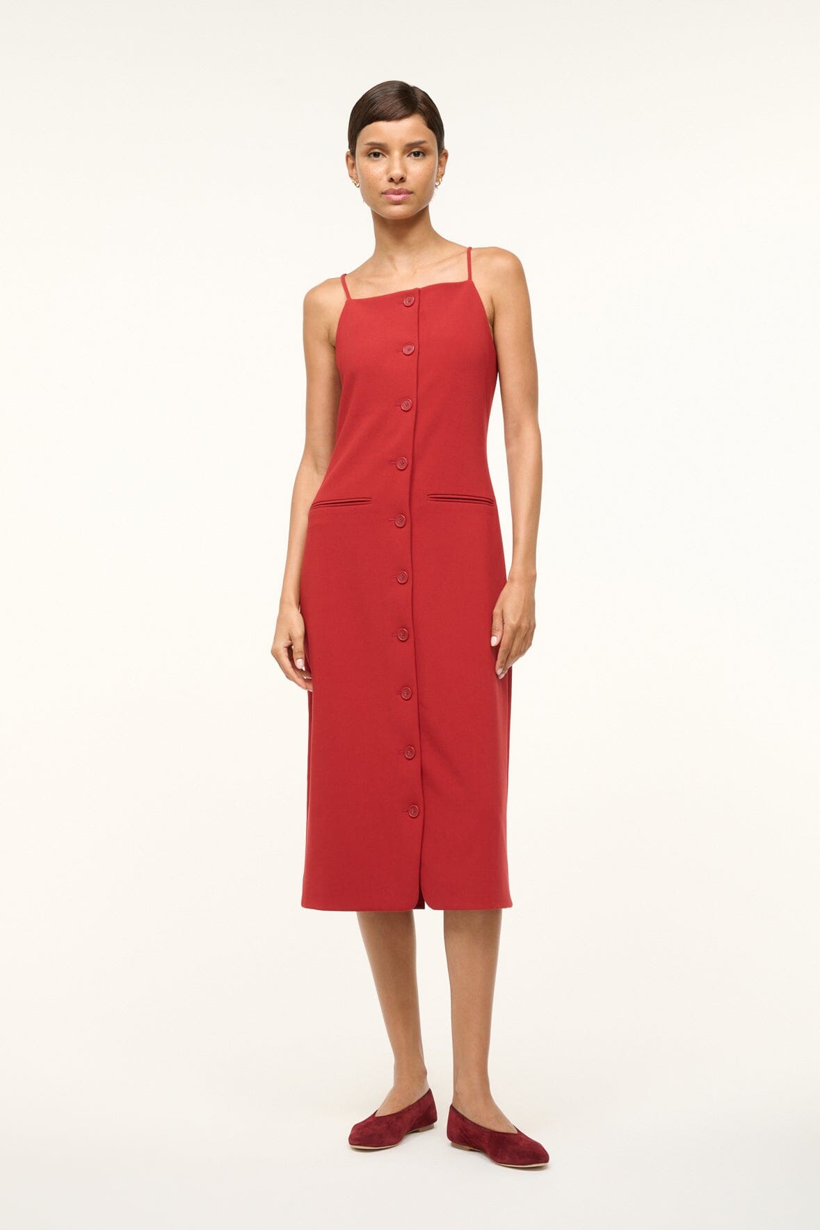 Una Rouge Dress – Button Front Square Neck Relaxed Fit