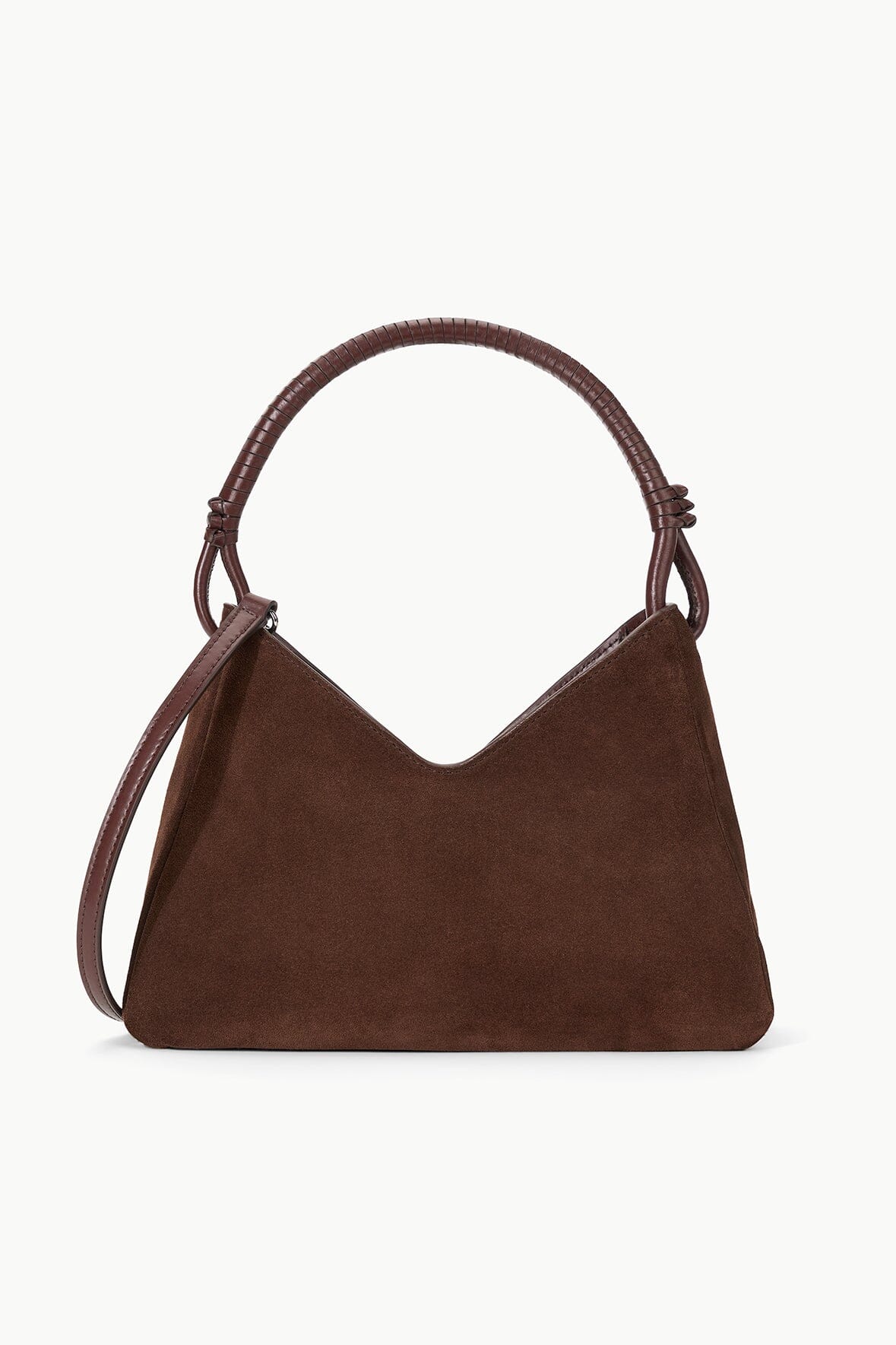 Valerie Mahogany Suede Shoulder Bag with Removable Strap