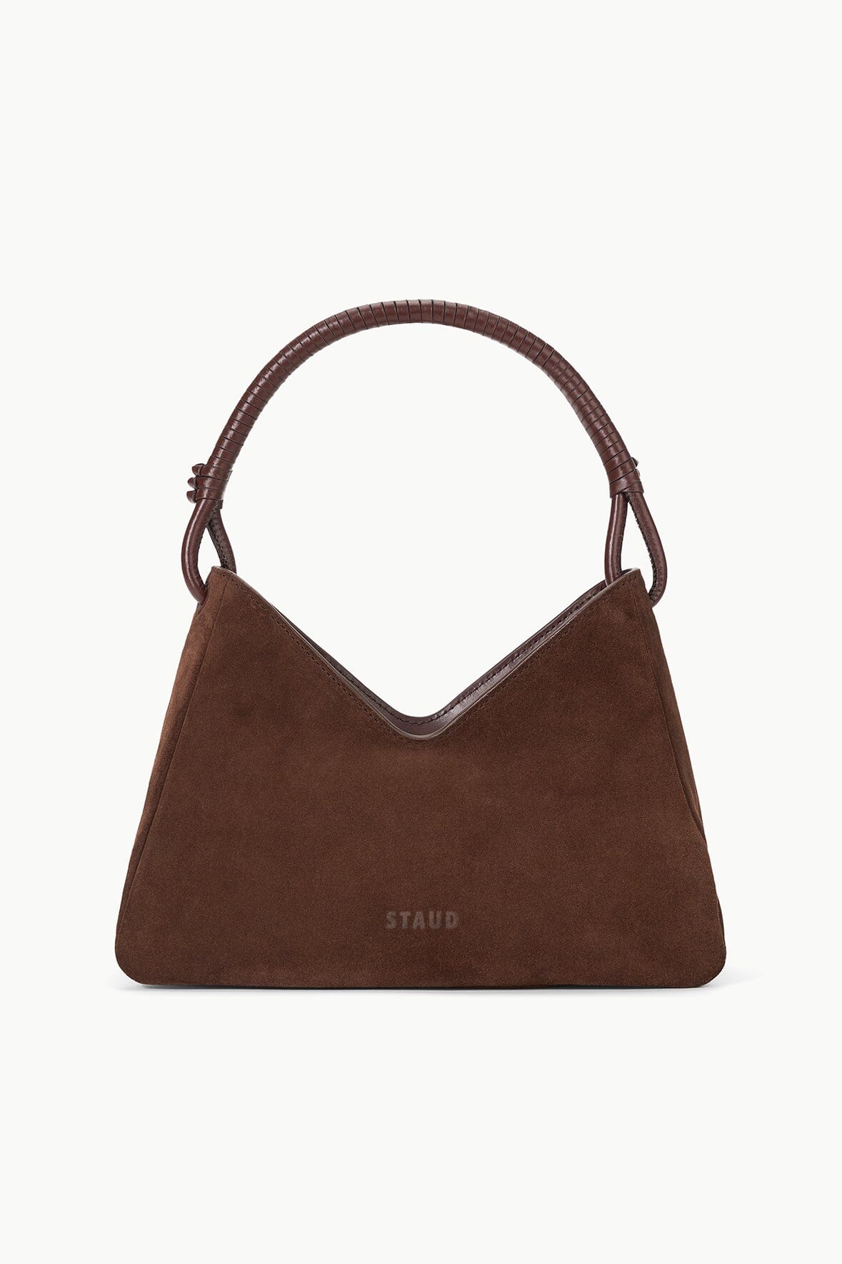 Valerie Mahogany Suede Shoulder Bag with Removable Strap