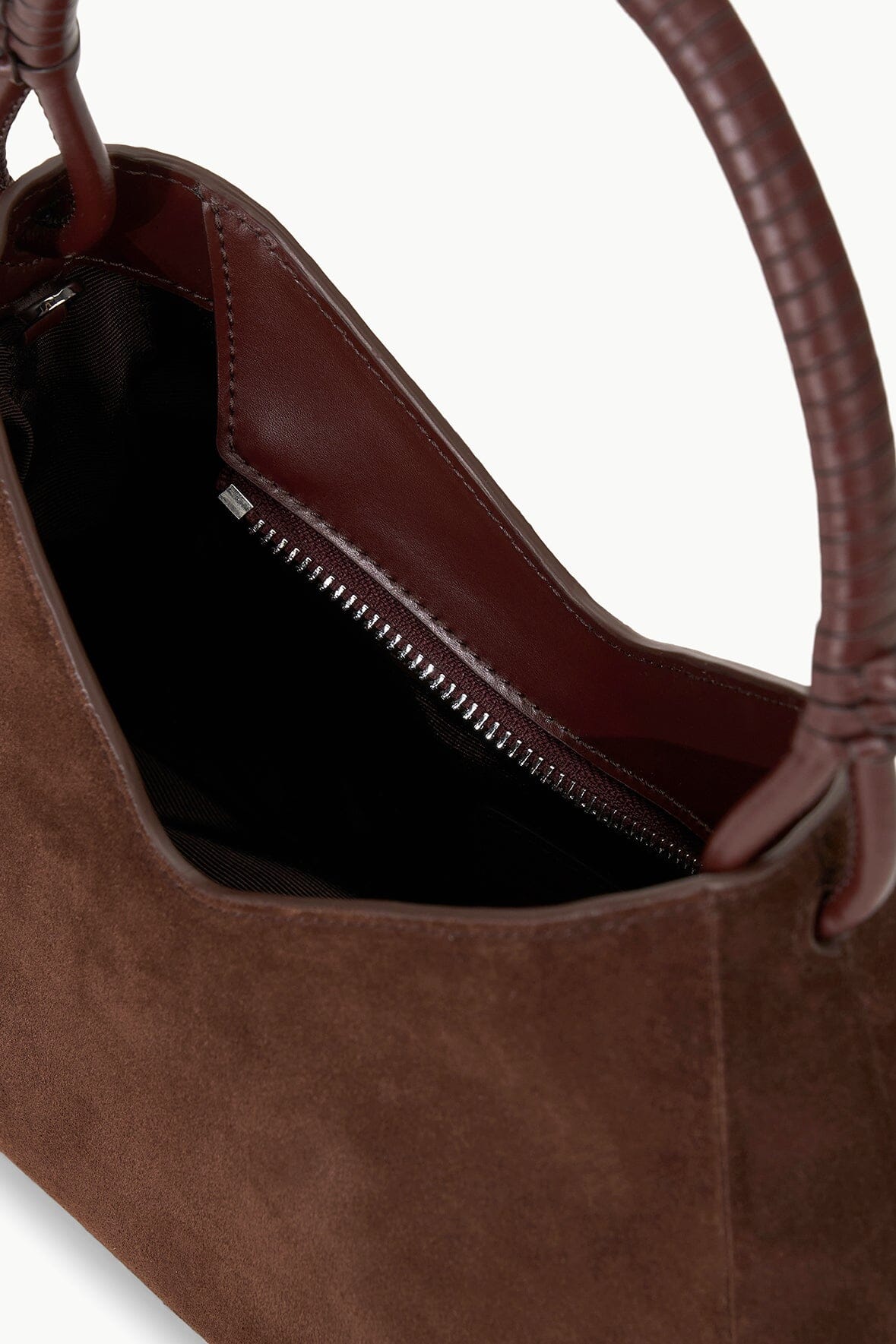 Valerie Mahogany Suede Shoulder Bag with Removable Strap
