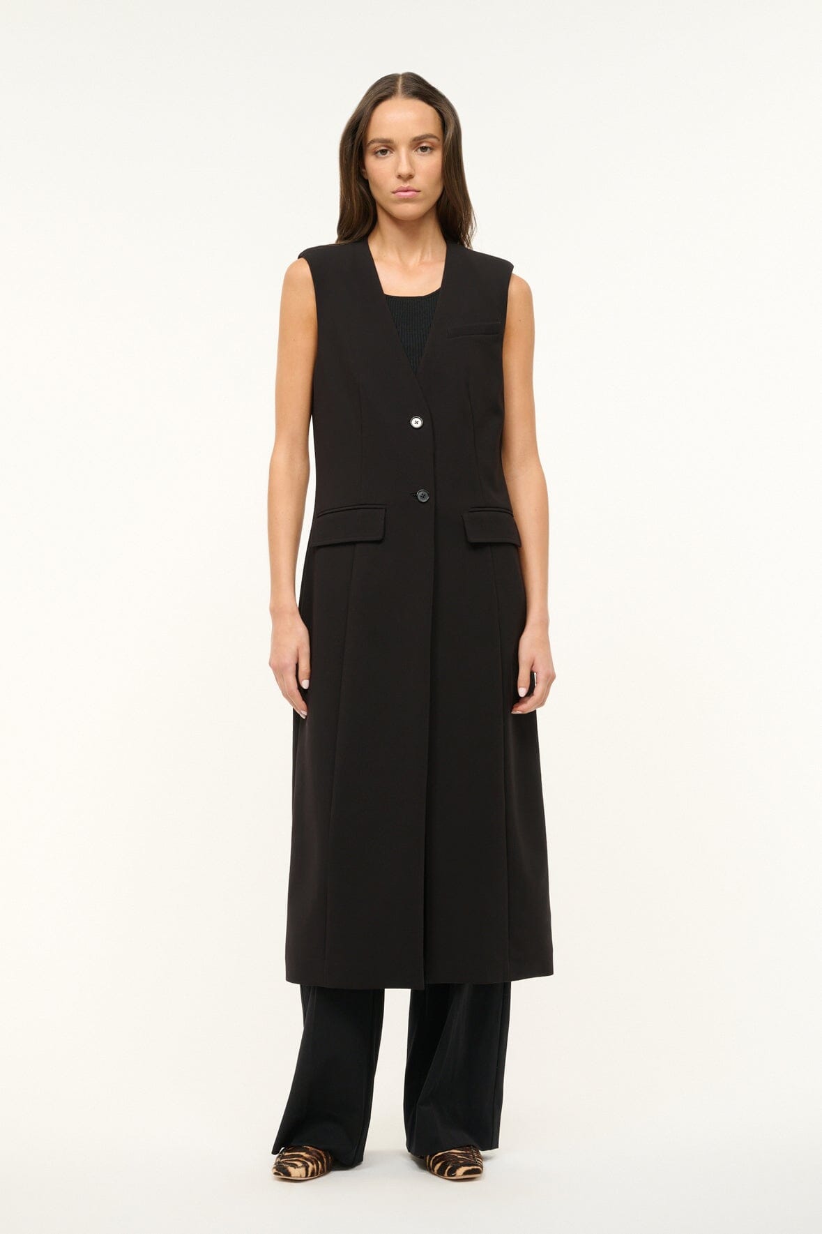 Varick Black Suit Vest with Lightly Padded Shoulders