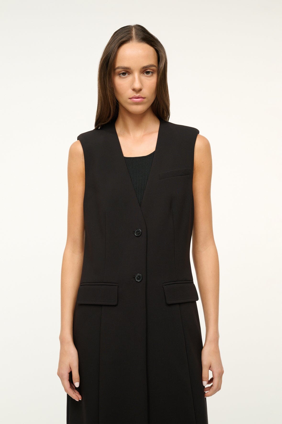 Varick Black Suit Vest with Lightly Padded Shoulders