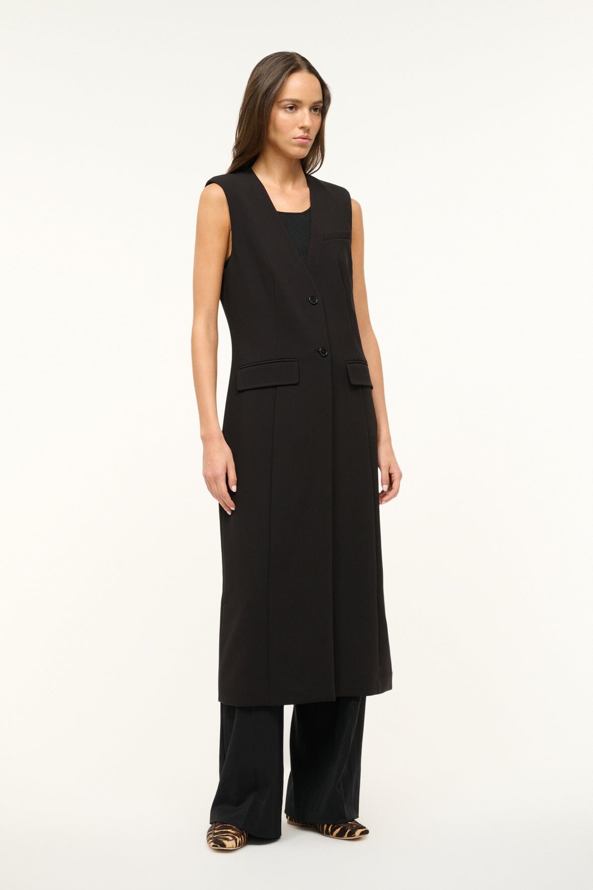 Varick Black Suit Vest with Lightly Padded Shoulders