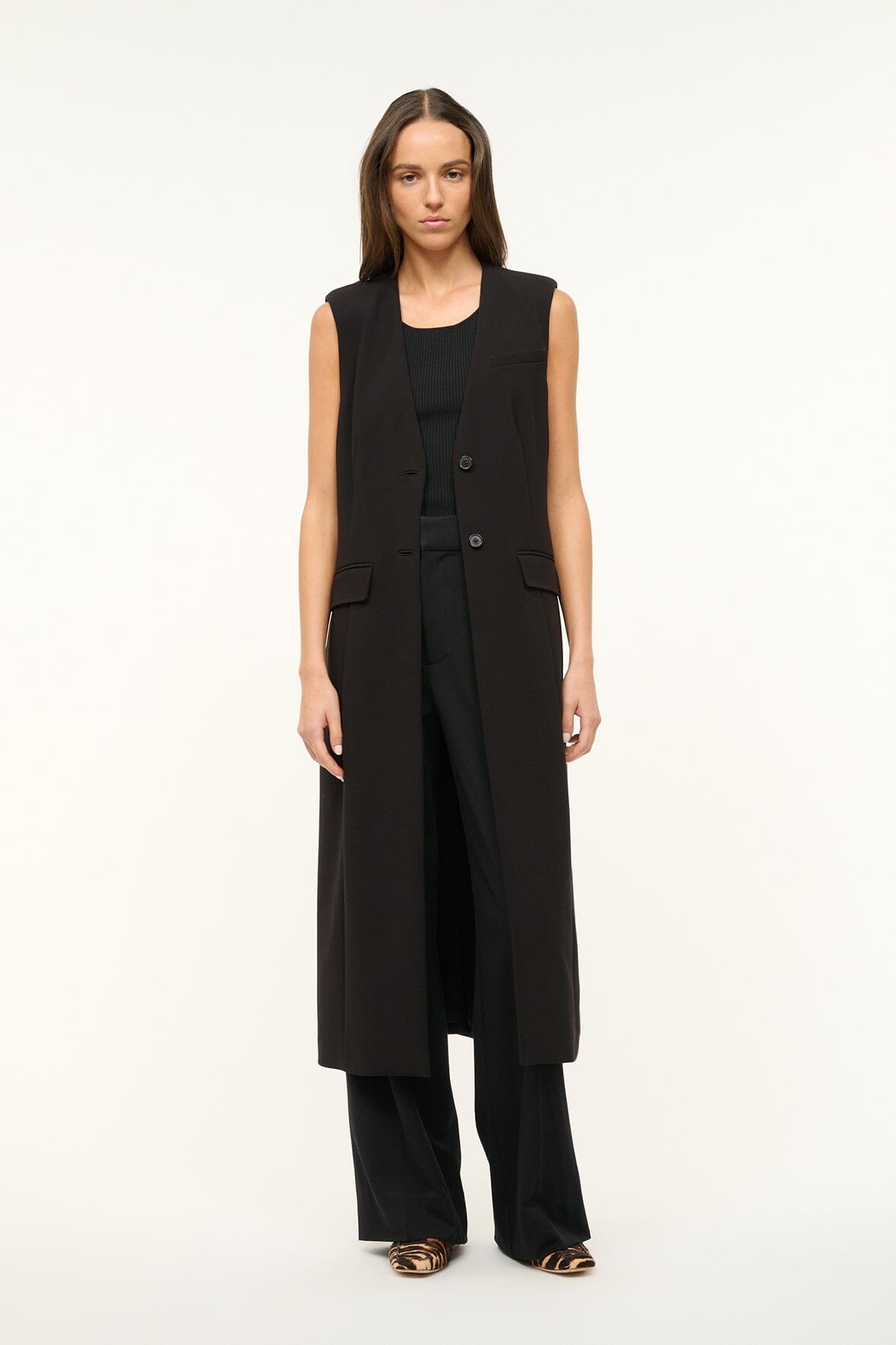 Varick Black Suit Vest with Lightly Padded Shoulders