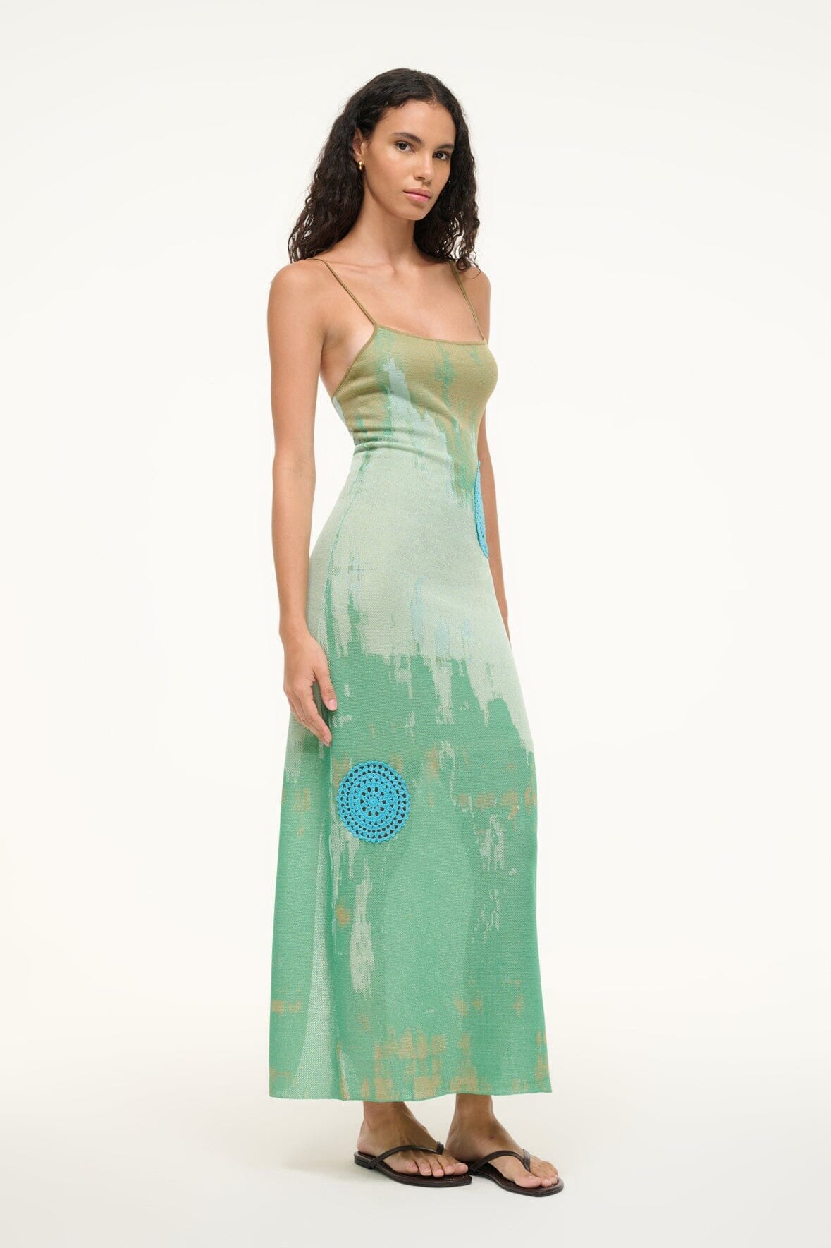 Venus Jacquard Maxi Dress with Crochet Inserts
