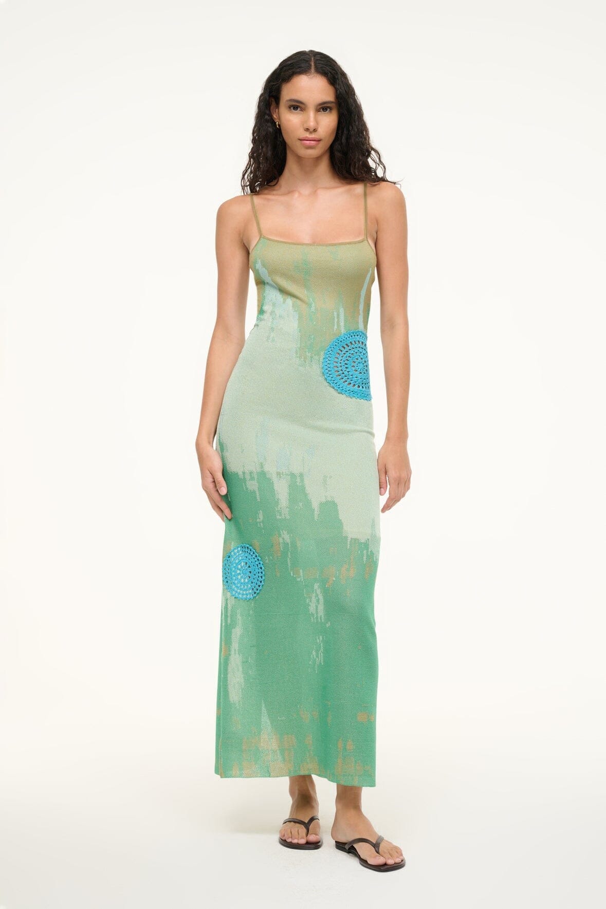 Venus Jacquard Maxi Dress with Crochet Inserts