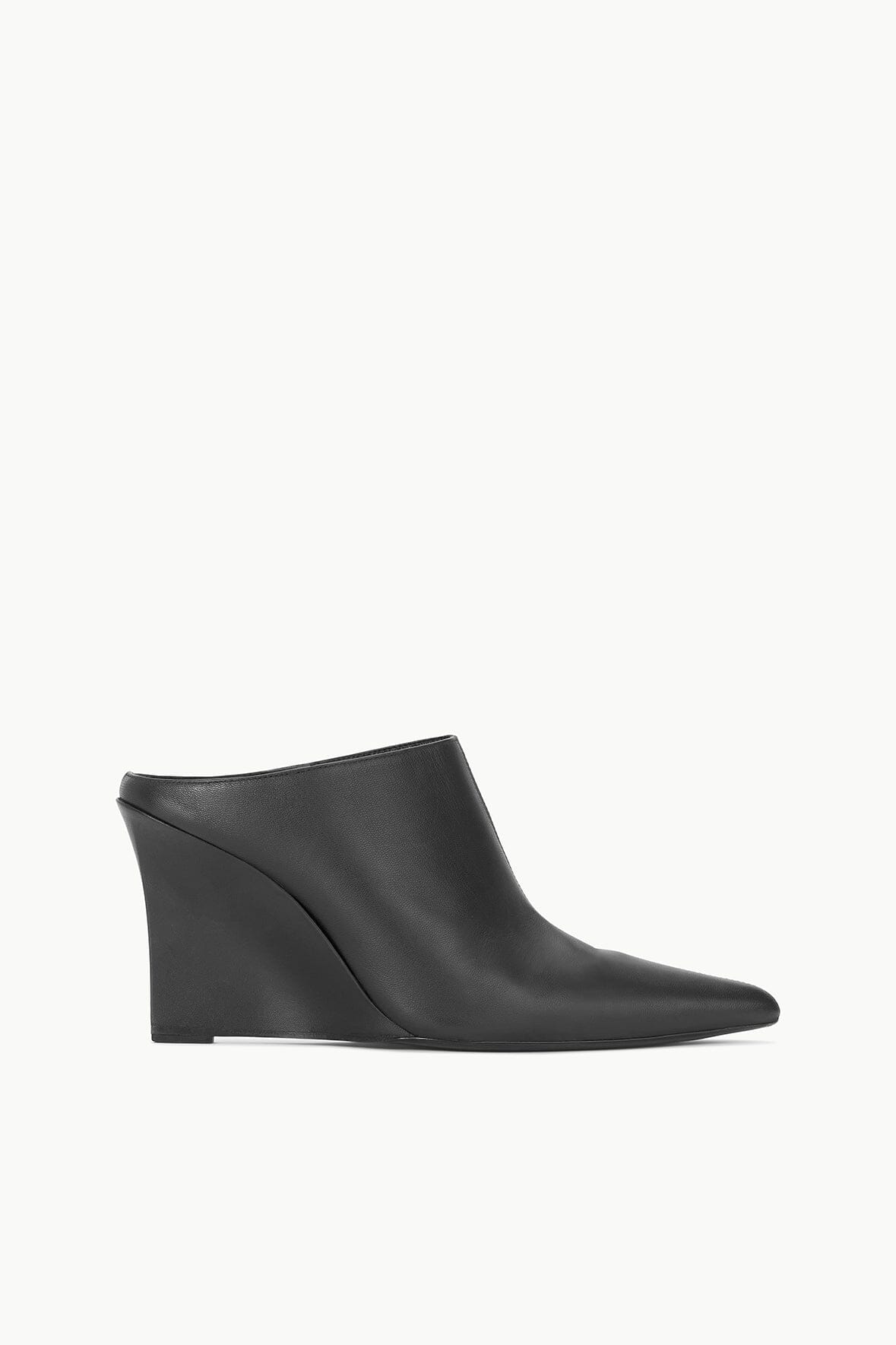 Vesper Black Pointed Toe Wedge Mule Shoes