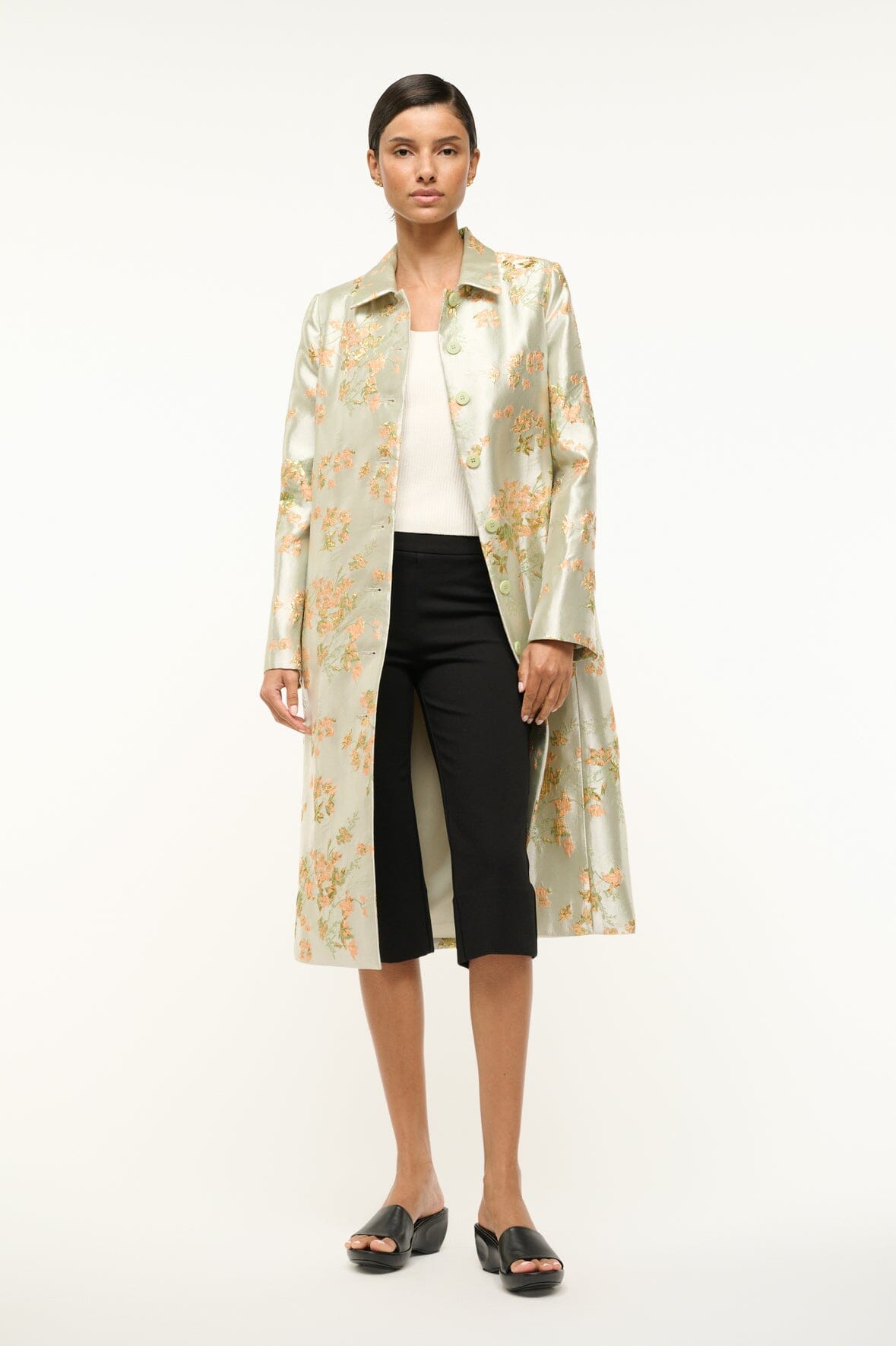 Antoinette Metallic Floral Brocade Coat for Holidays