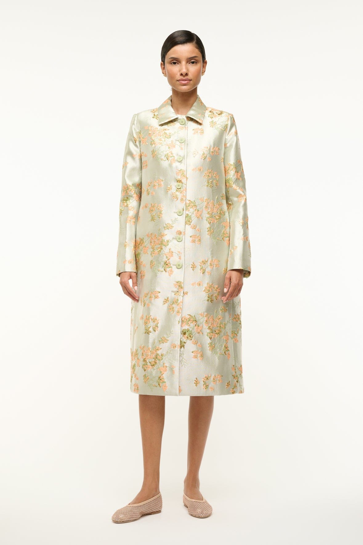Antoinette Metallic Floral Brocade Coat for Holidays