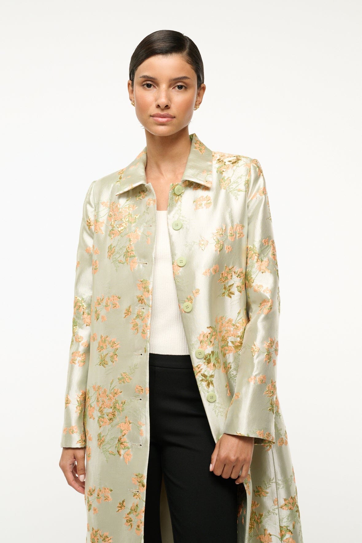 Antoinette Metallic Floral Brocade Coat for Holidays