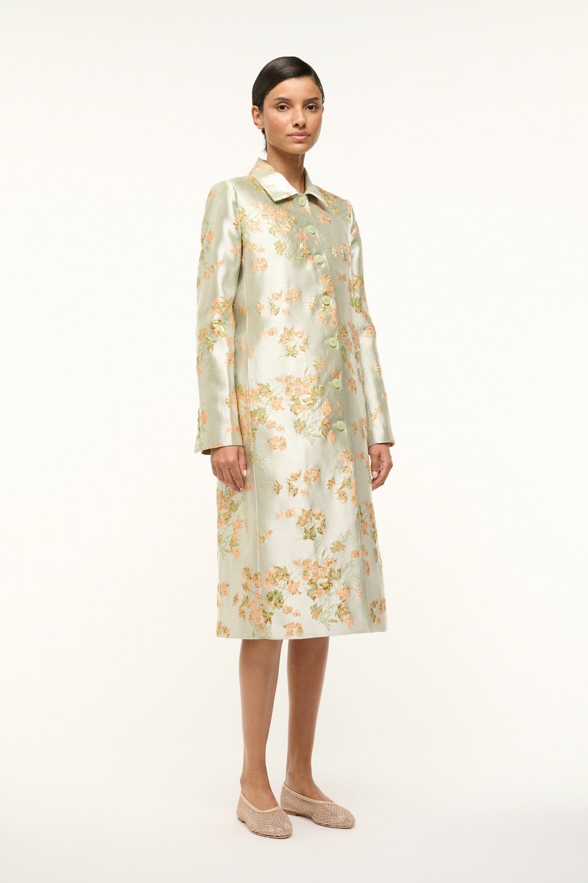Antoinette Metallic Floral Brocade Coat for Holidays