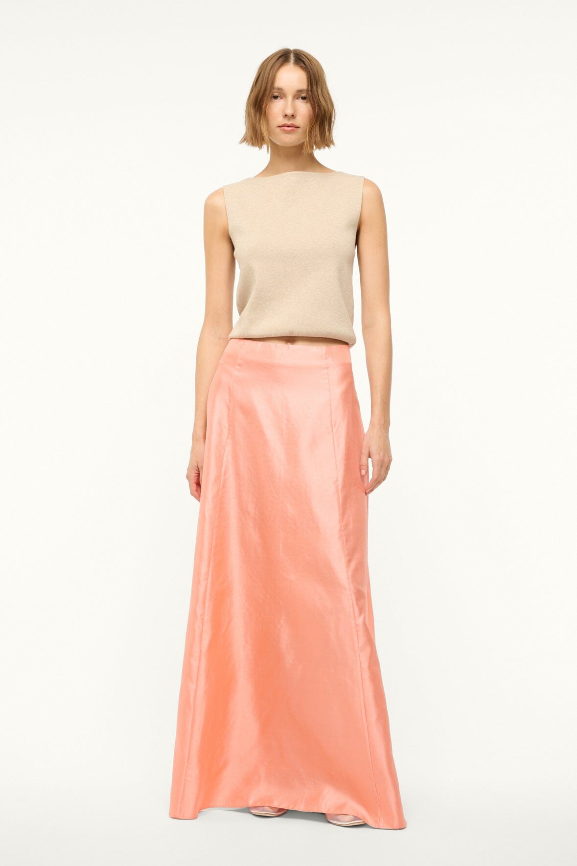 Vincenzo Silk Dupioni A-Line Maxi Skirt with Back Zipper