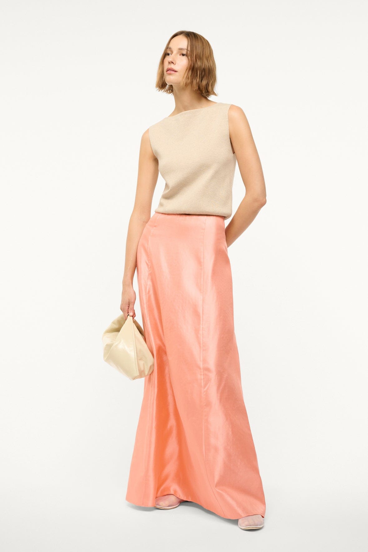 Vincenzo Silk Dupioni A-Line Maxi Skirt with Back Zipper