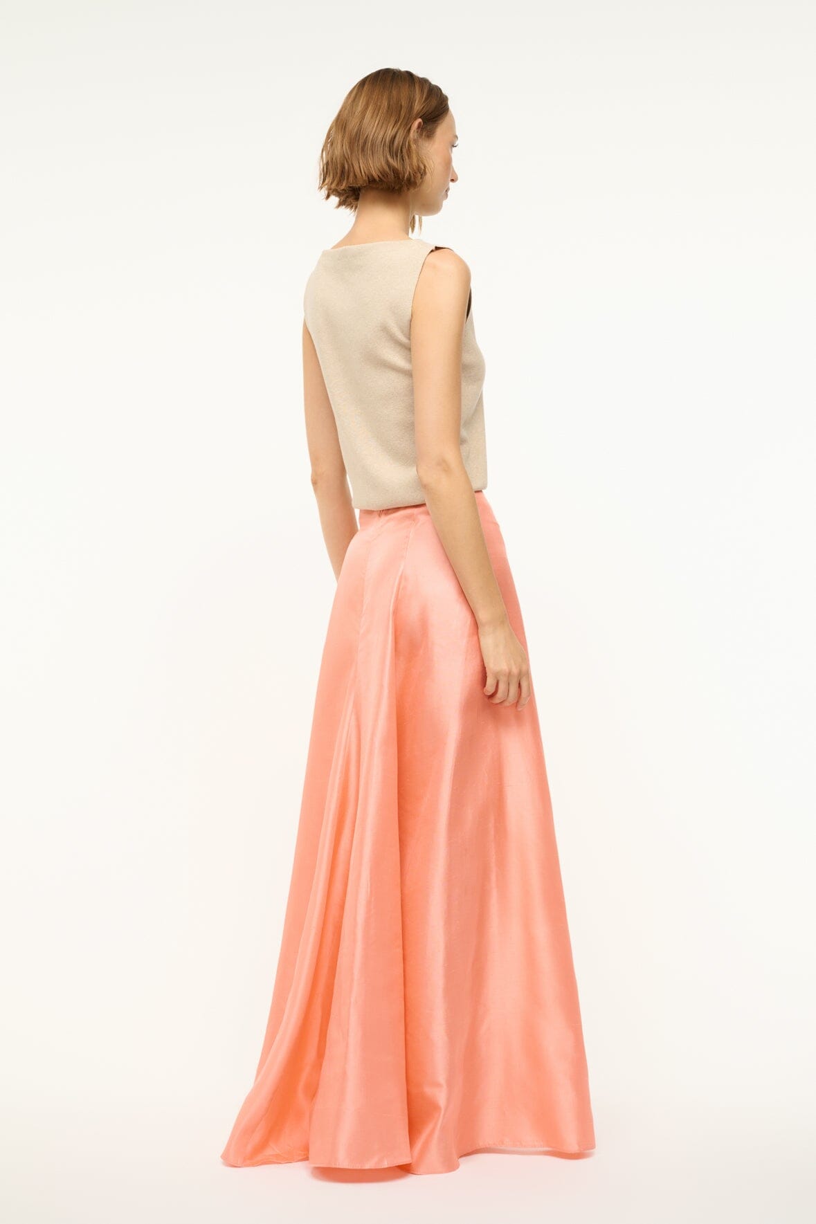 Vincenzo Silk Dupioni A-Line Maxi Skirt with Back Zipper