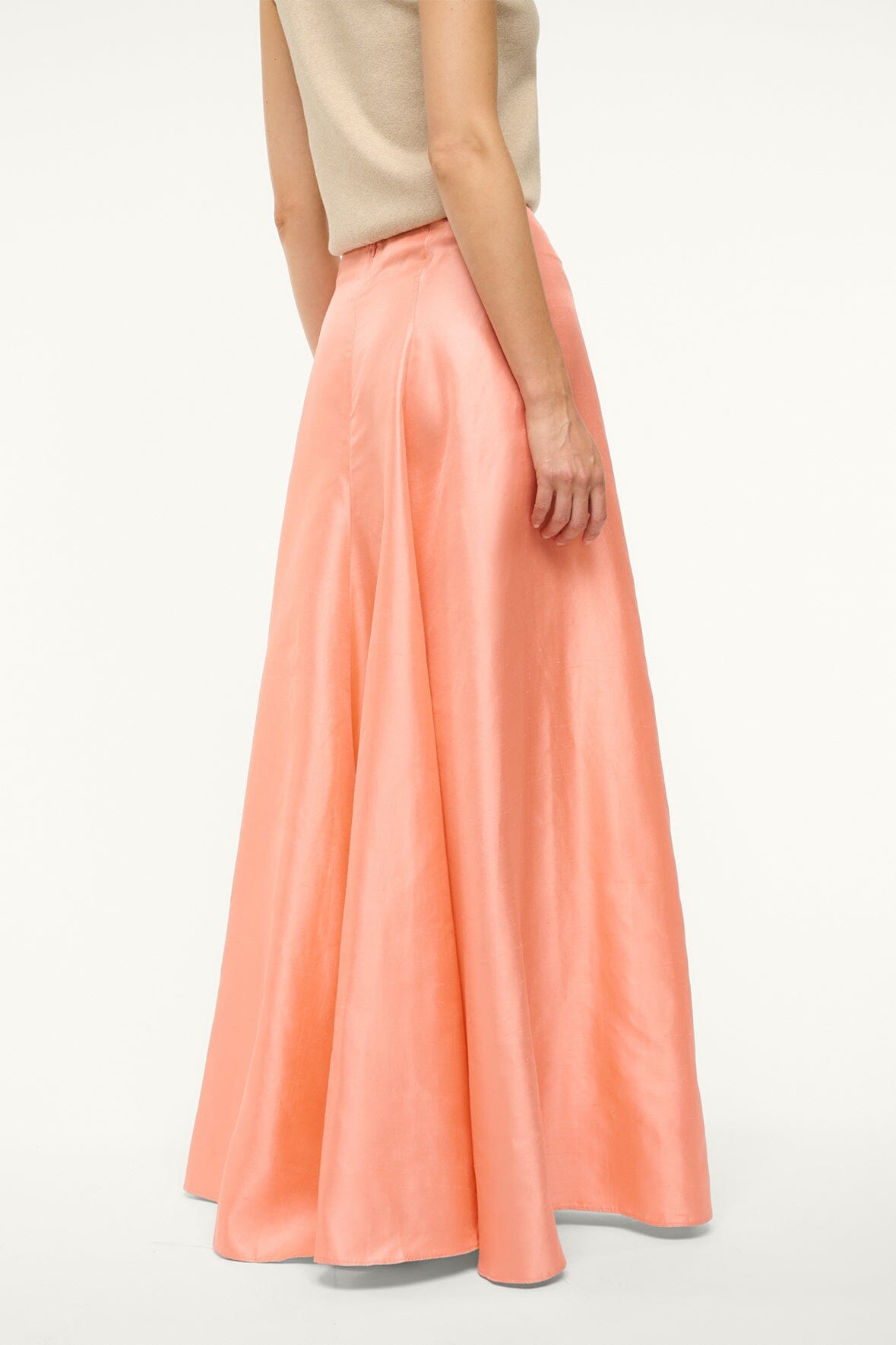 Vincenzo Silk Dupioni A-Line Maxi Skirt with Back Zipper