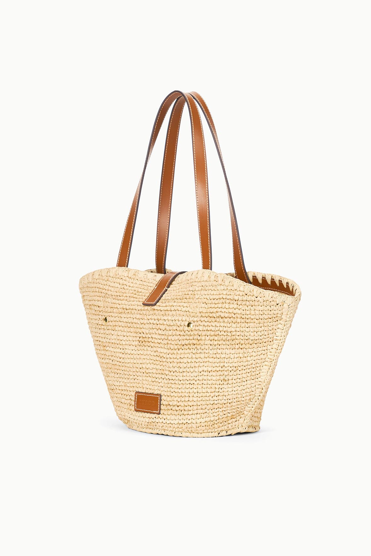 Natural Raffia Vista Tote Bag with Moon Hardware Closure