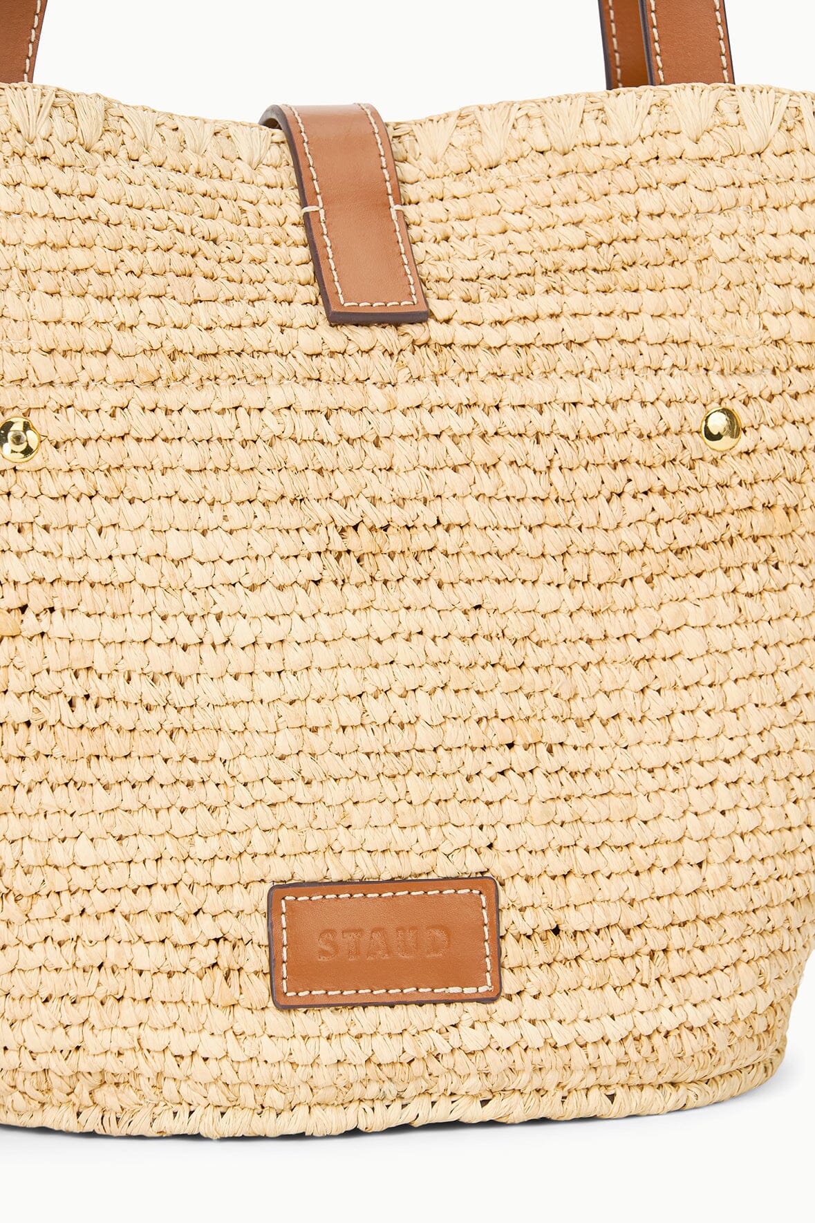 Natural Raffia Vista Tote Bag with Moon Hardware Closure